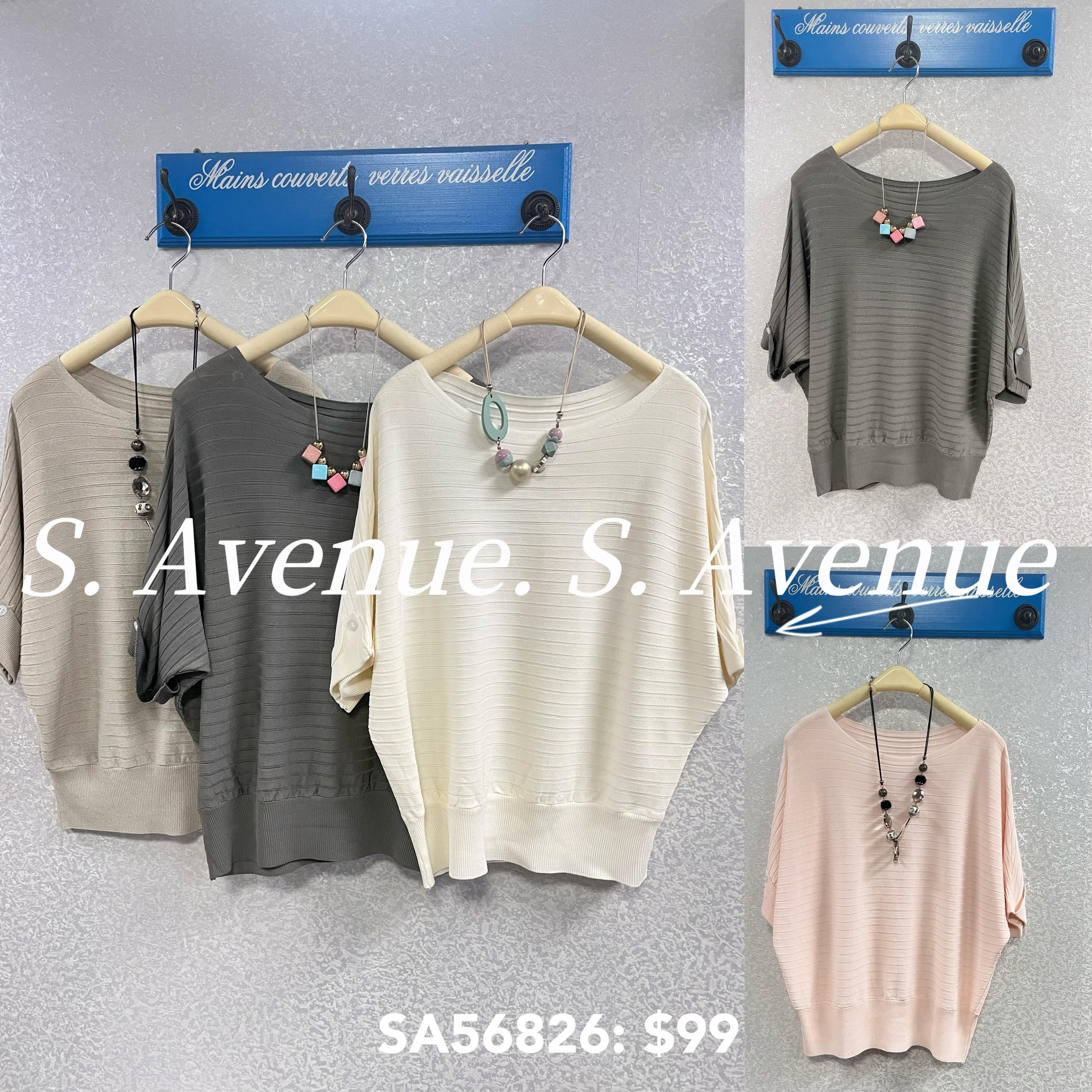 SA56826: 袖有鈕暗間線top