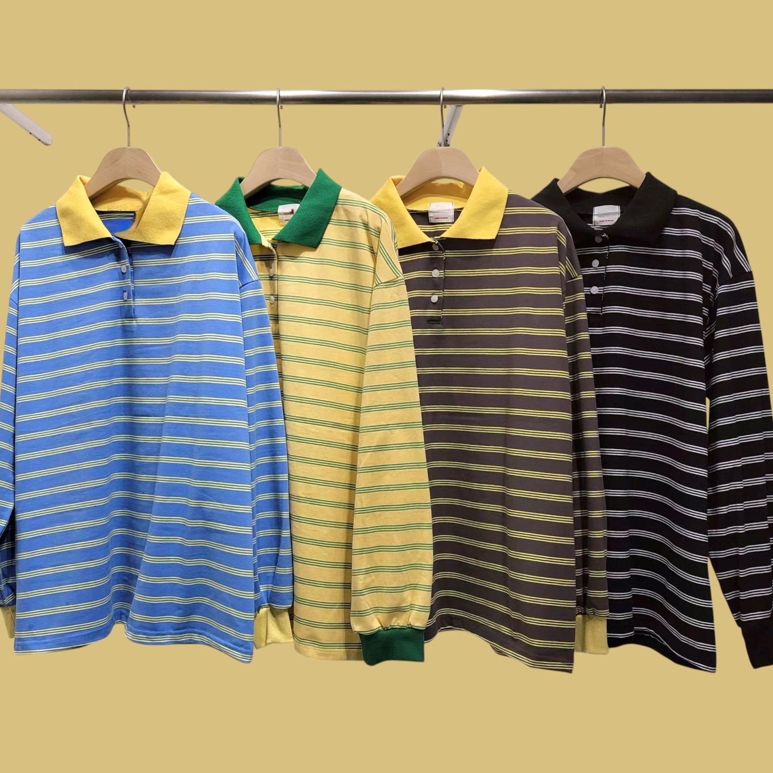 221549 撞色Polo長袖Tee