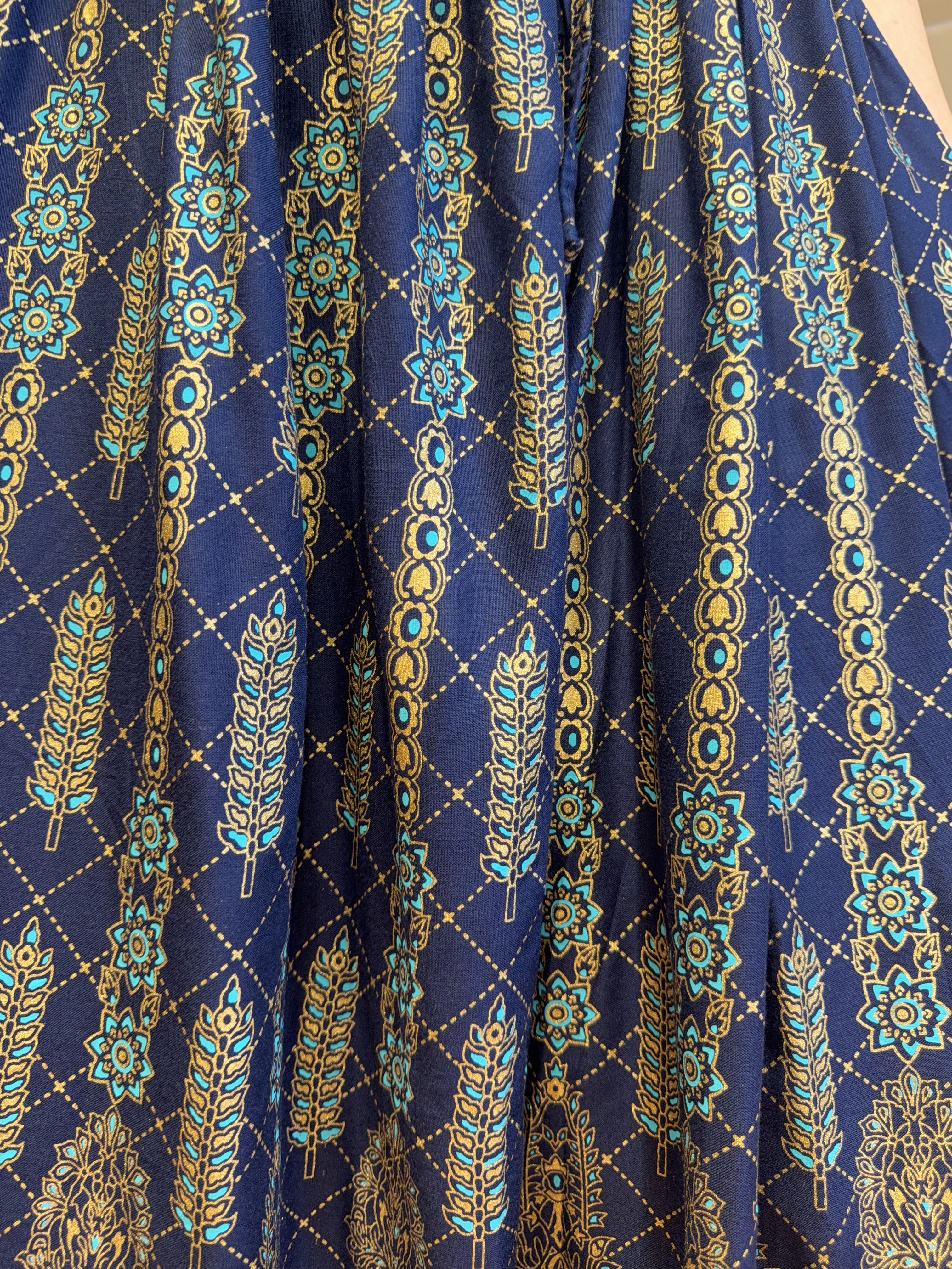 2358 Royal blue Feather Foil Stamping Skirt 39"
