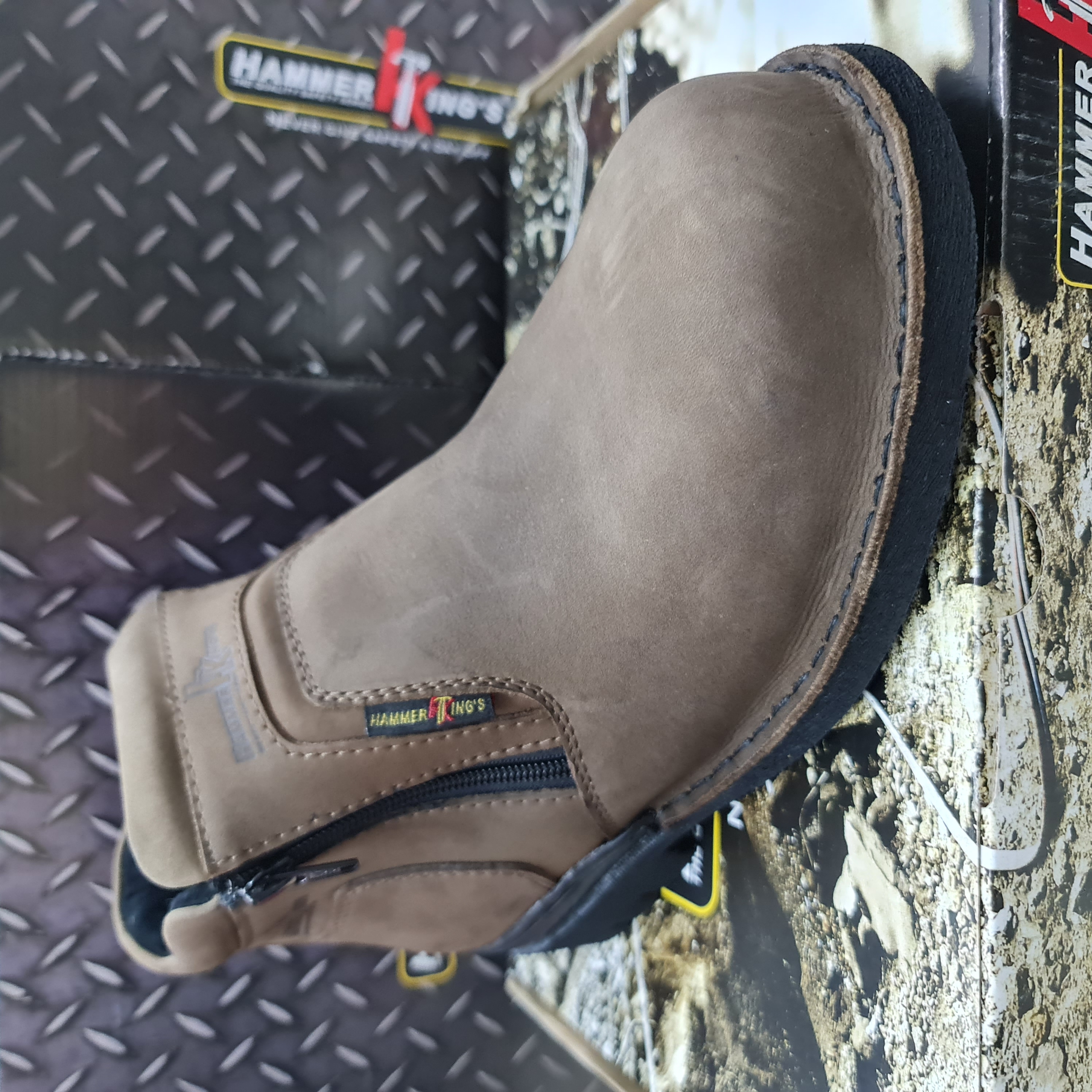 Hammer Kings 13035 Premium Cow Hide Safety Mens Shoes Medium Cut Lace-up Composite Toe Cap Leather Working Shoes Kasut Keselamatan