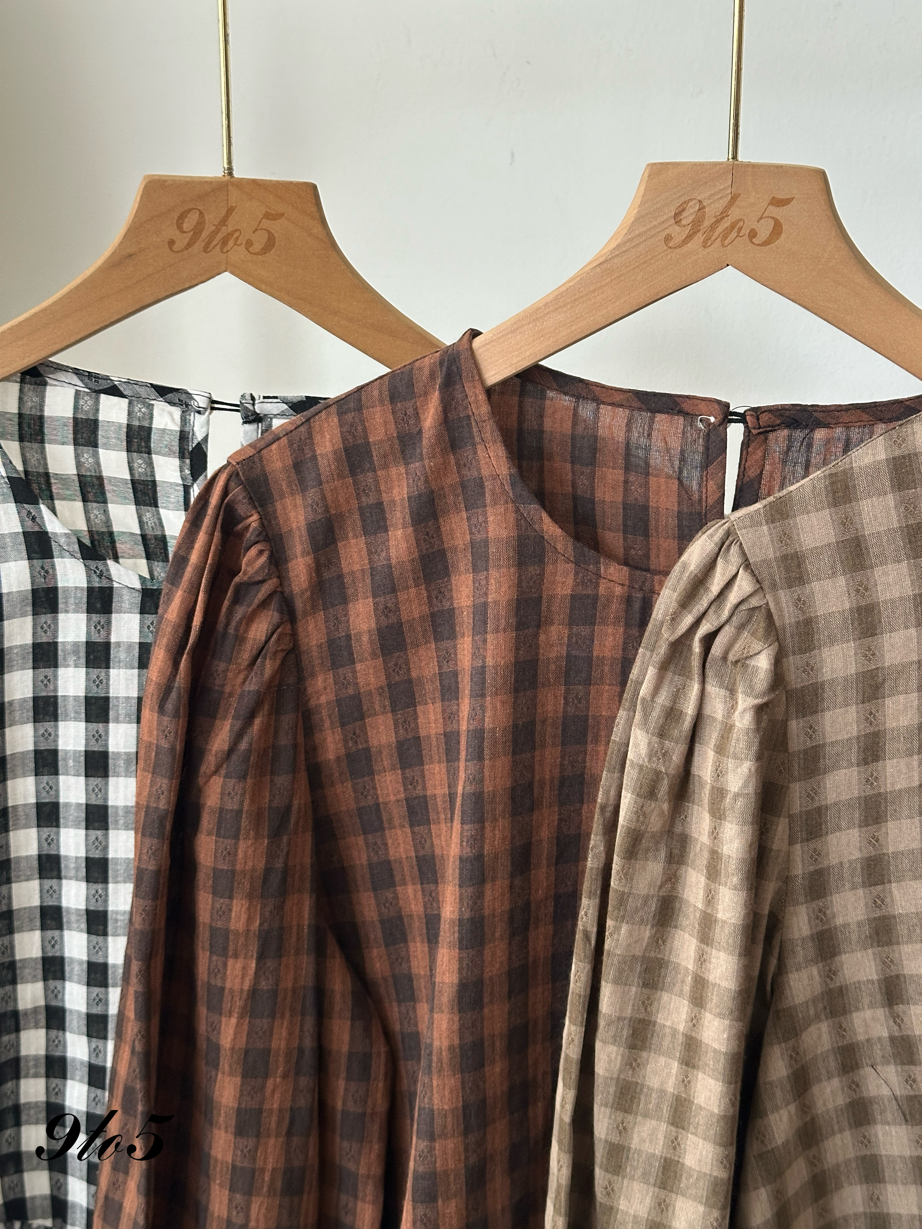 T4004 Checkered Peplum Top - 3 Colors