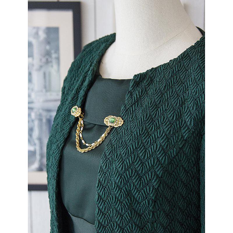 （Sold out)Emerald Green Bolero Cardigan with Clip (FM060)