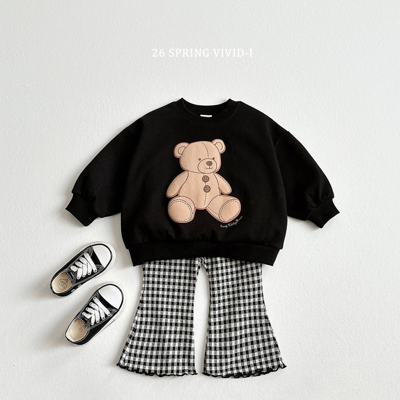 🌸預訂 韓國直送🌸🇰🇷VIVIDI三色泰迪熊印花寬鬆衛衣