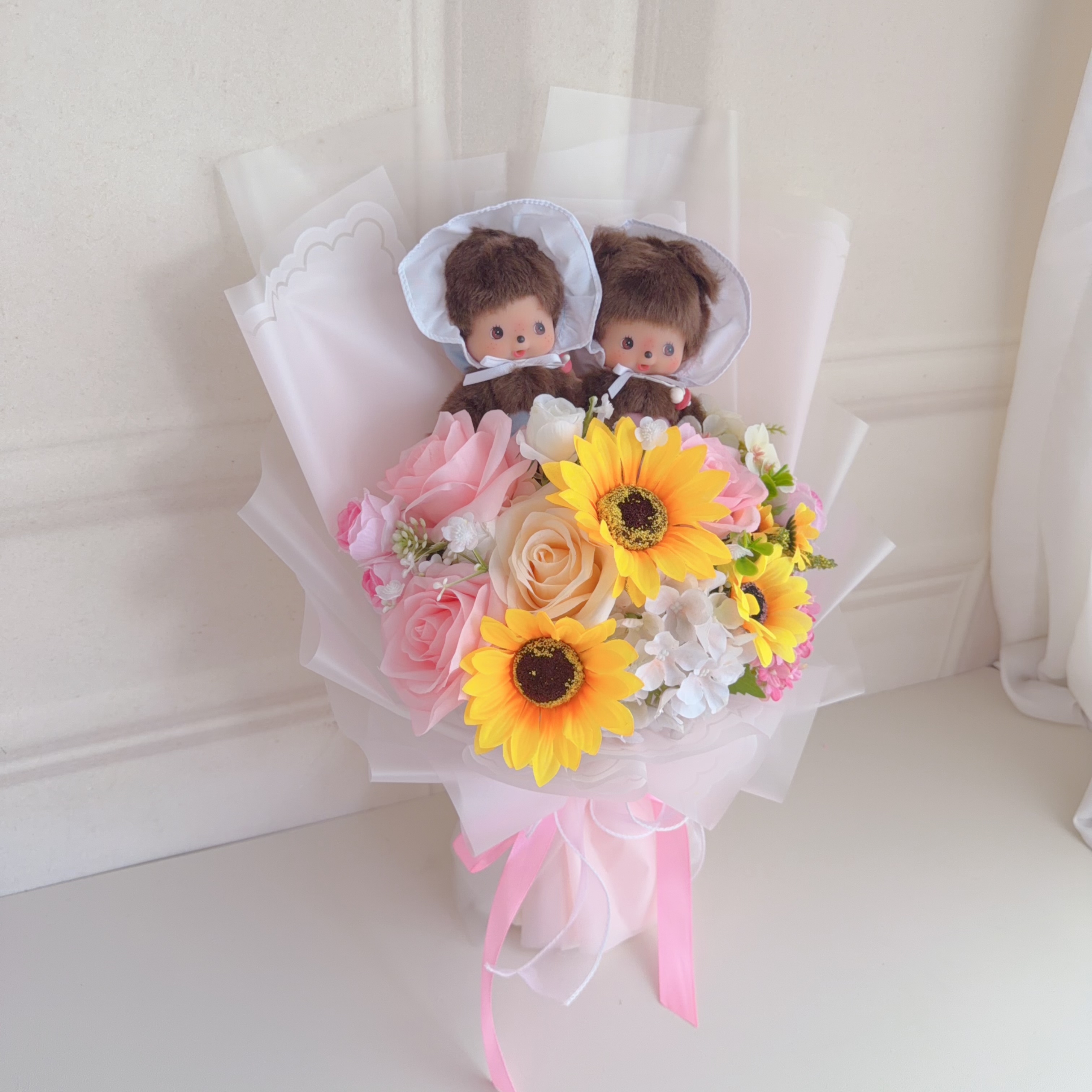(現貨)monchhichi 公仔花