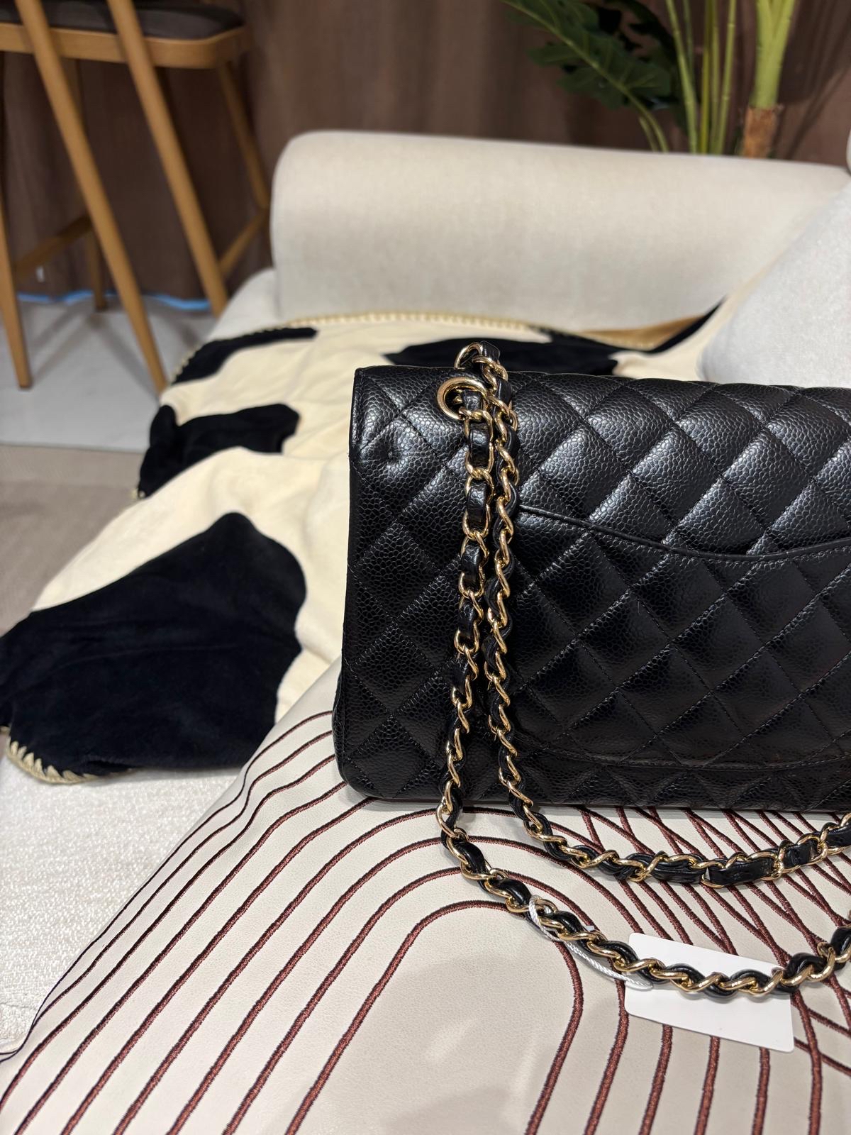 Chanel Classic A01112 黑色荔枝牛皮金鏈 100%Authentic, 98%New ✅收據✅Card✅Dust bag✅Box
