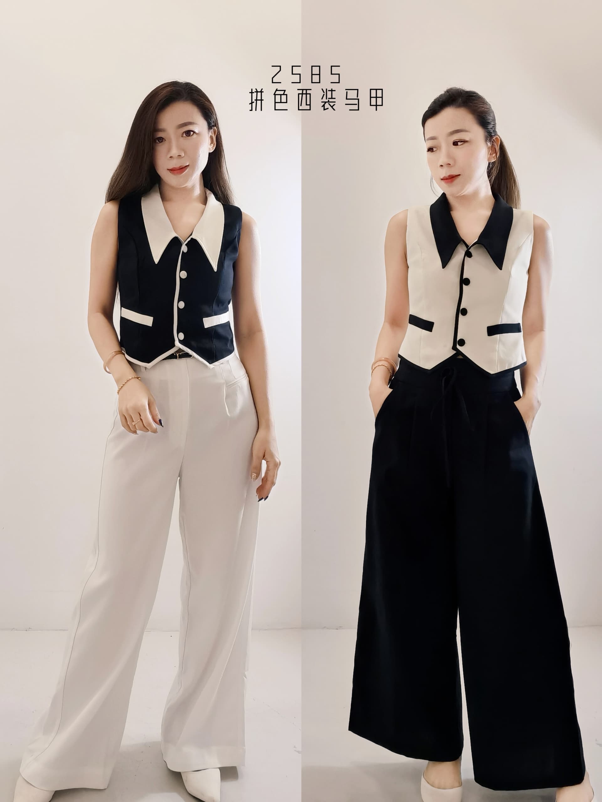 2585 DESIGN SUIT VEST拼色西装马甲上衣