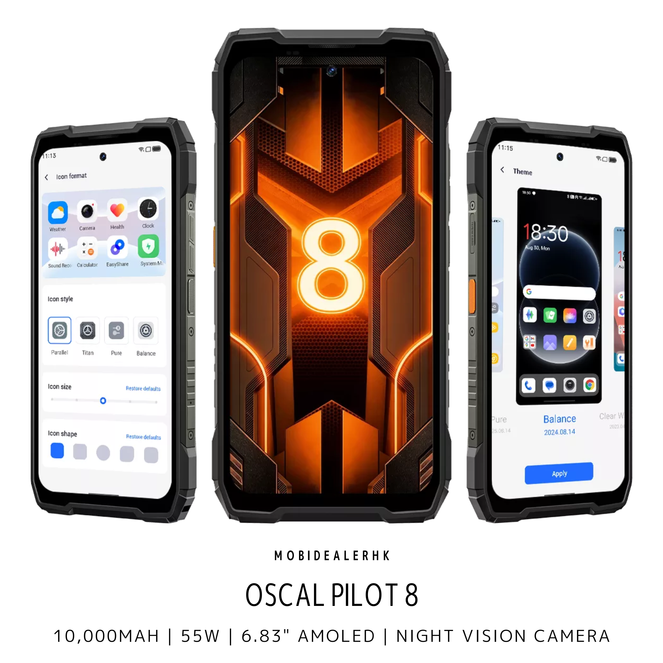 Oscal Pilot 8 | 5G | 三防手機 | 10000mAh | 55W | 6.83" AMOLED | 夜視鏡