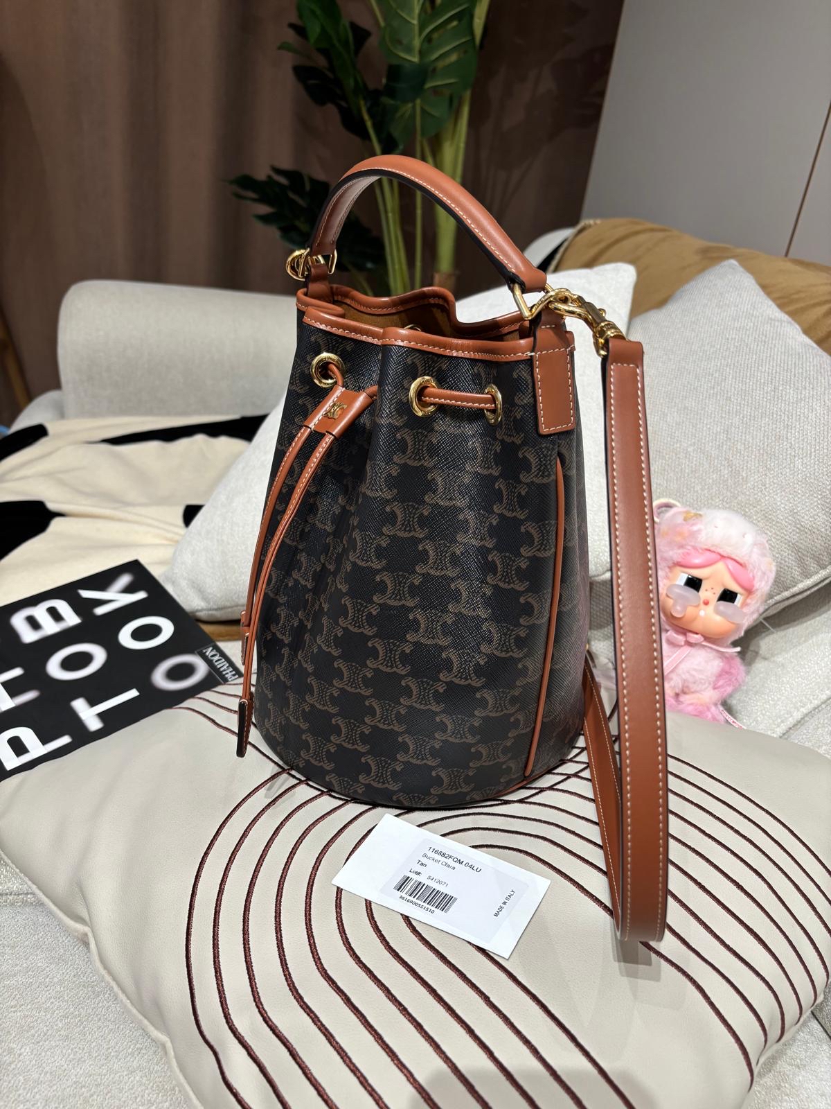 Celine CLARA BAG IN TRIOMPHE CANVAS AND CALFSKIN標誌印花及牛皮革手袋 100%Authentic, 98%new ✅tap ✅booklet ✅dust bag