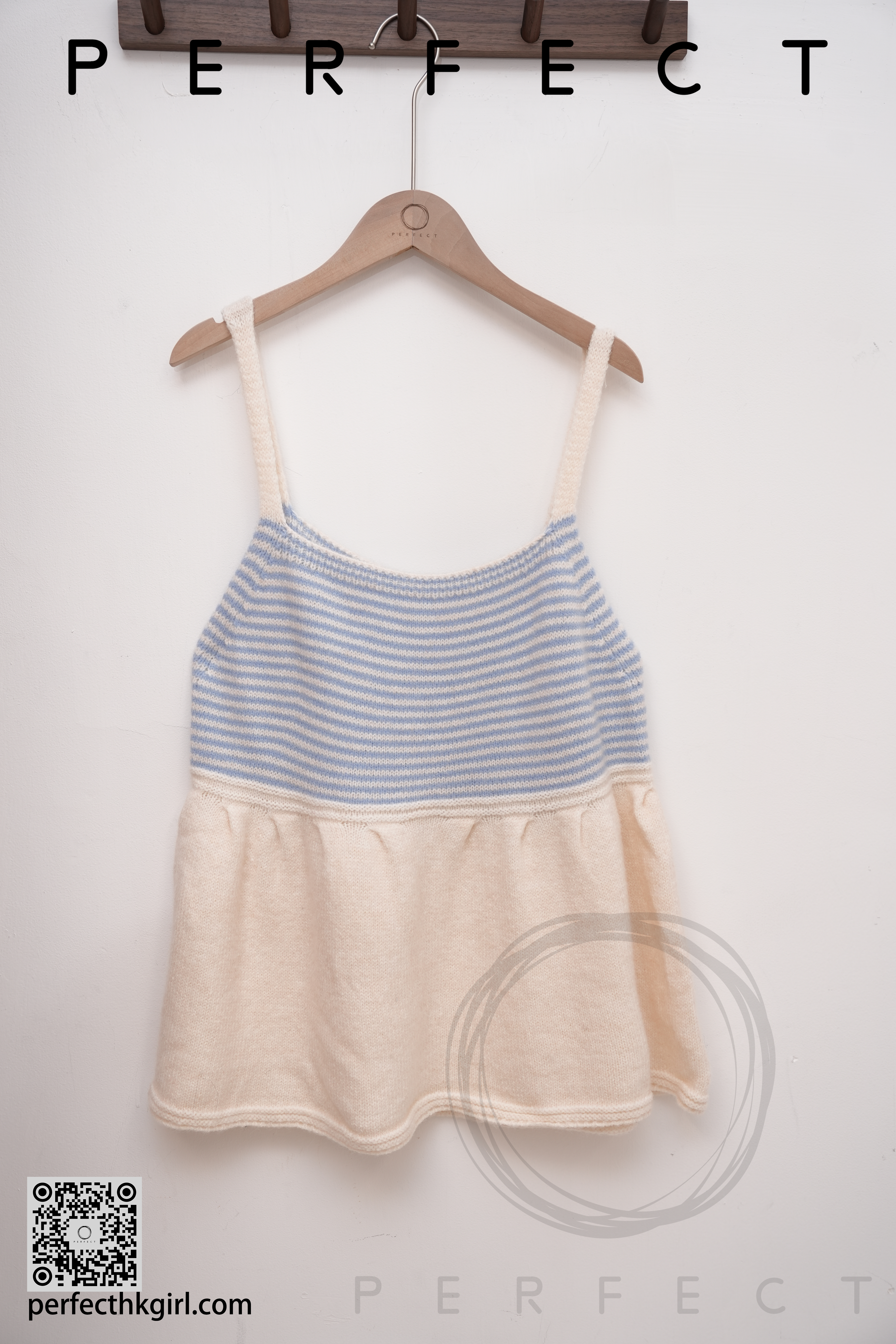 T0041_針織吊帶文青間條背心外搭（米藍色）