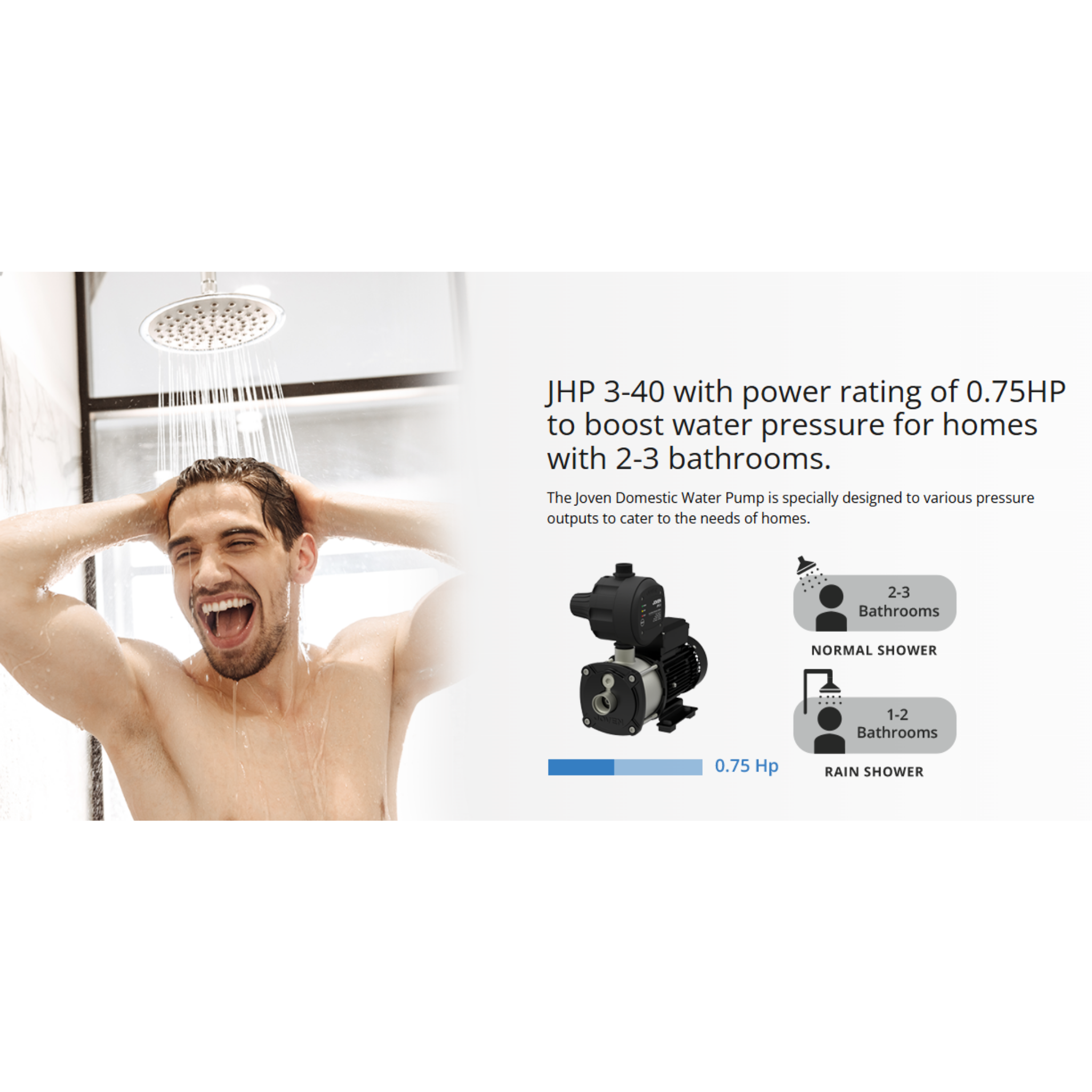 Joven Water Pump 0.75Hp Stainless Steel Automatic Water Pump (JHP 3-40)