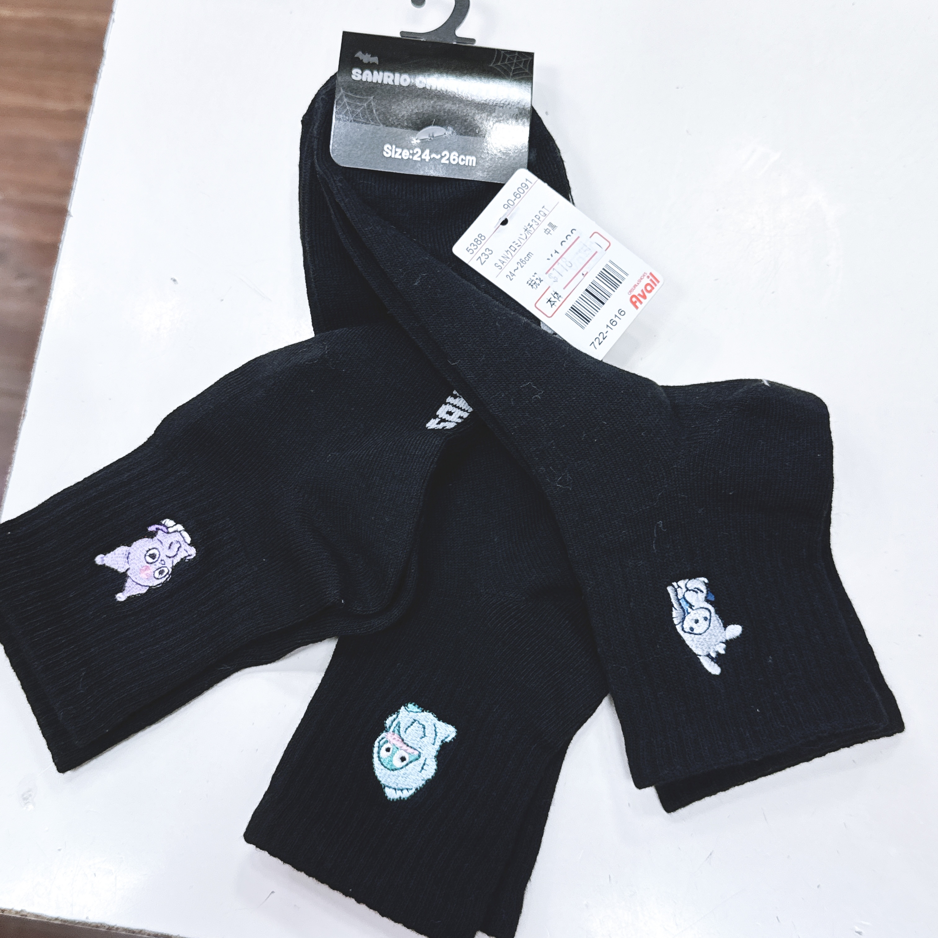 日本限定版Sanrio 一Pat三對襪 24至26 cm