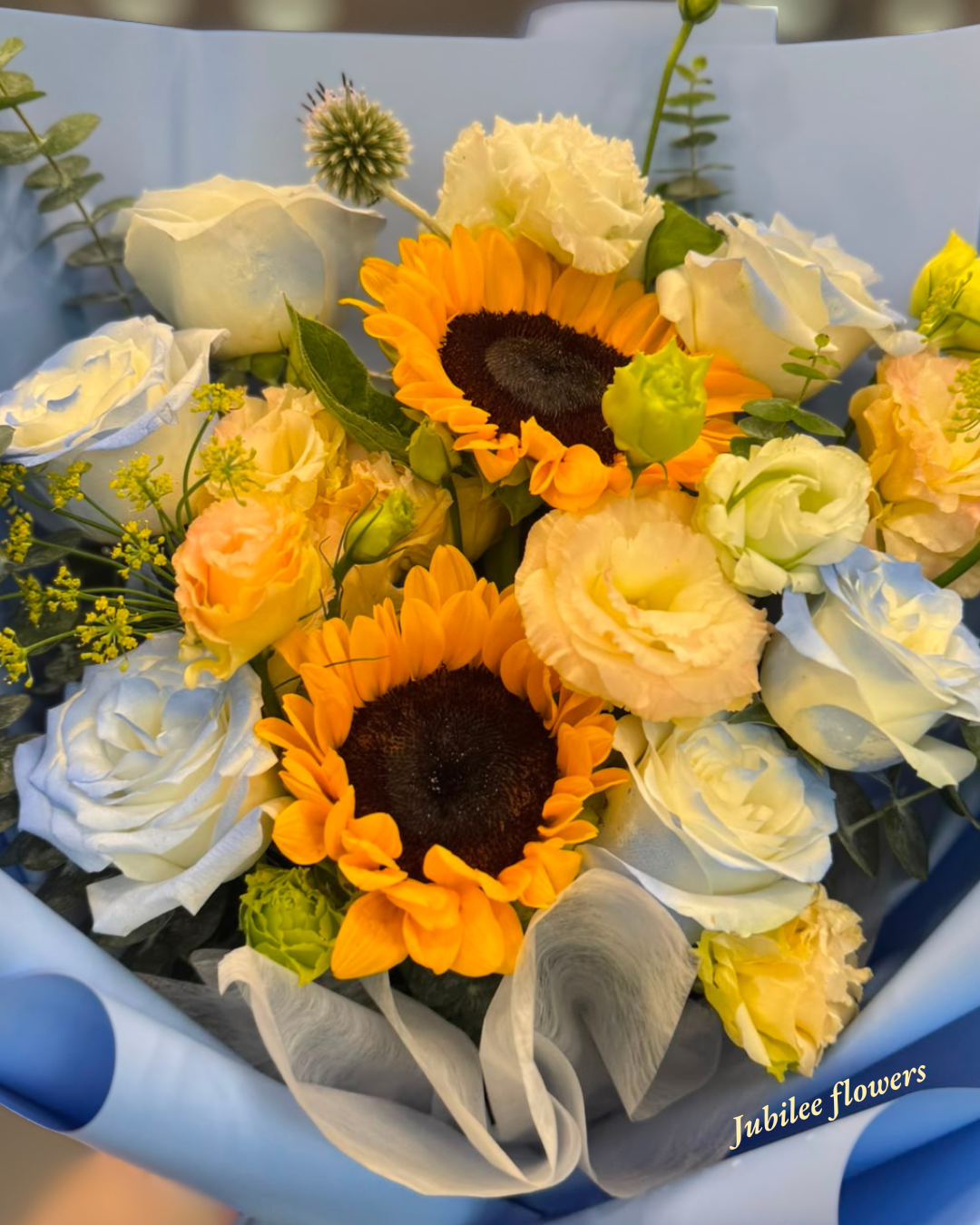 🌻向日葵 · 碎冰藍玫瑰花束
