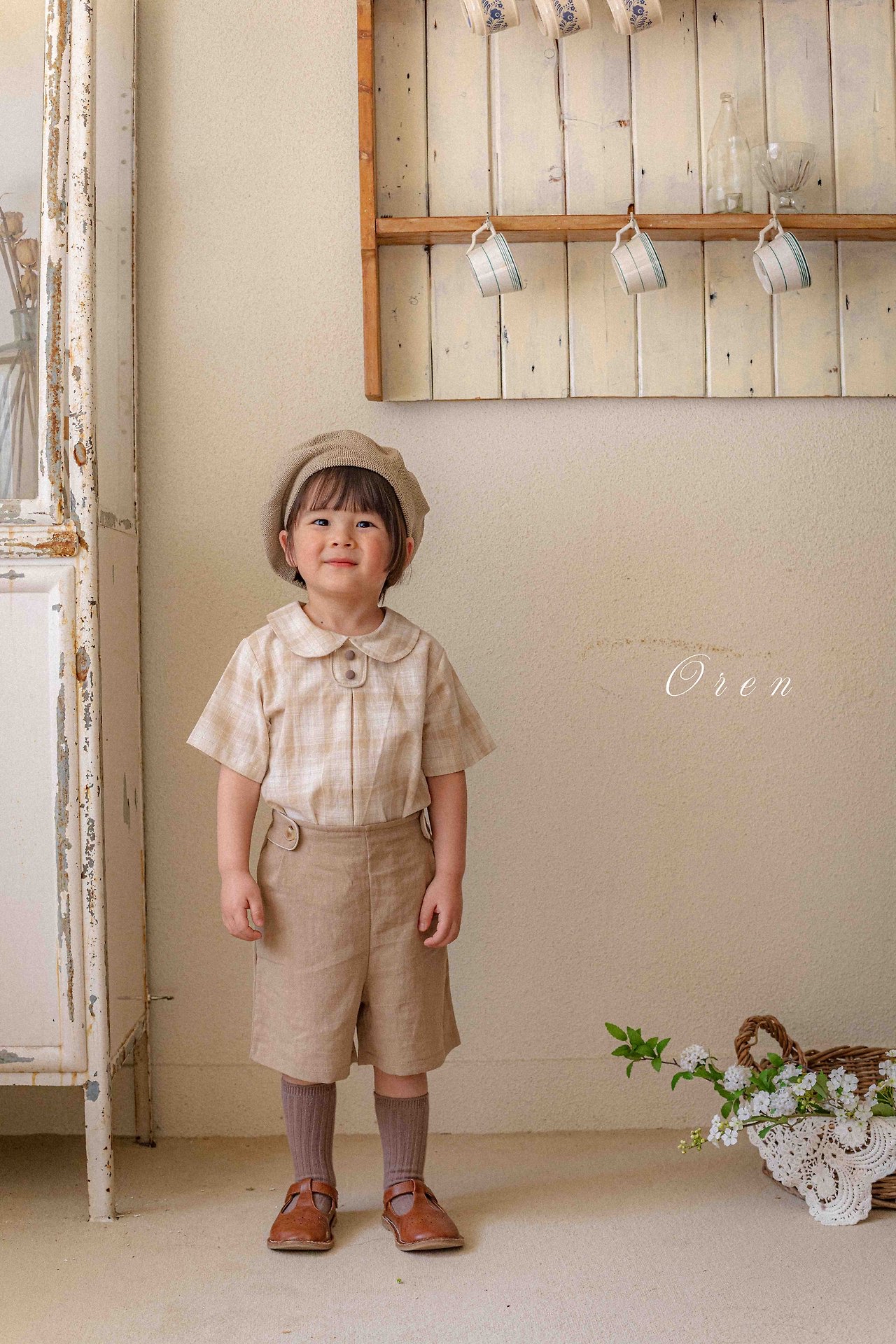 ☀️預訂 韓國直送☀️🇰🇷Oren Oliver兩色格紋純棉圓領短袖包屁衣/上下套裝