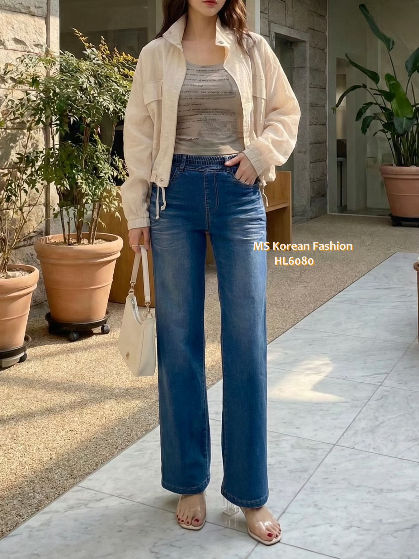 HL6080 韓國🌼Howluk春版牛奶面料闊筒牛