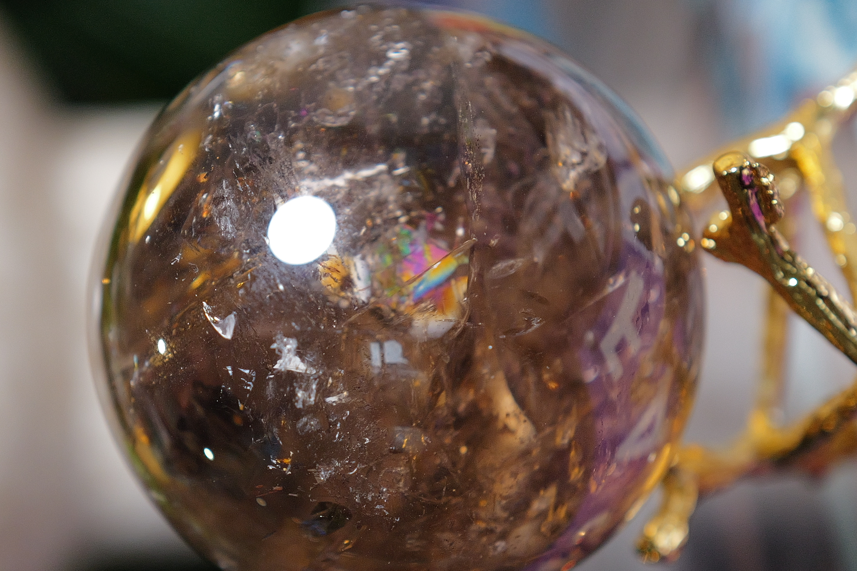  ༒5.6cm茶水晶球༒SQ.0469C18-RB5*6A8