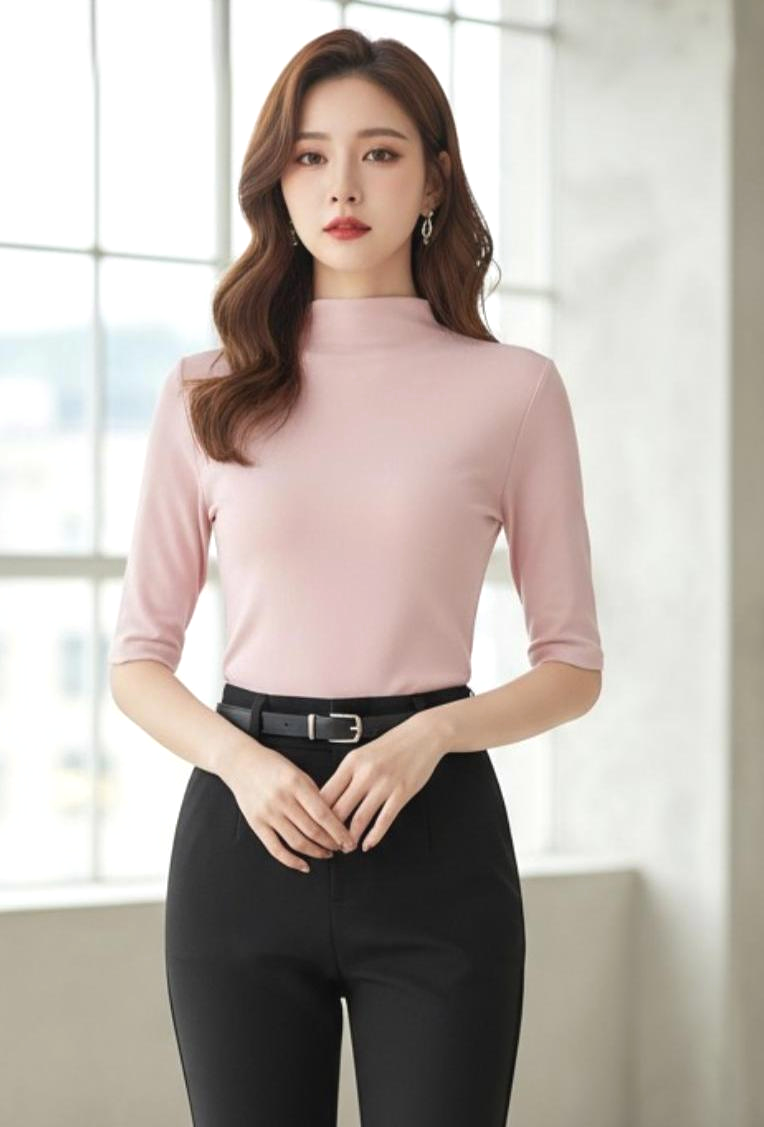 Mock Neck Half Sleeve Top