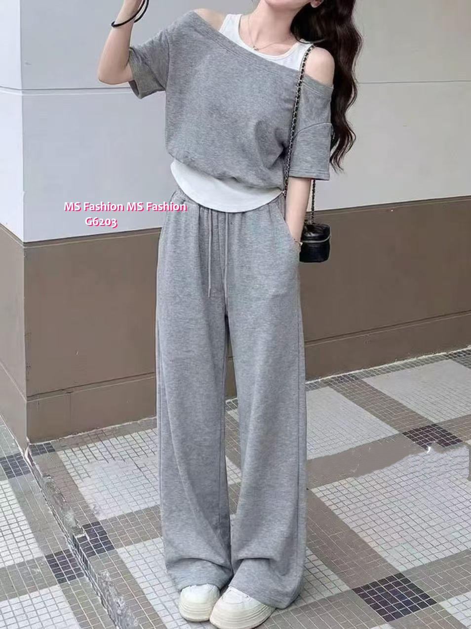 G6203 韓國🇰🇷假兩件top+長褲Set