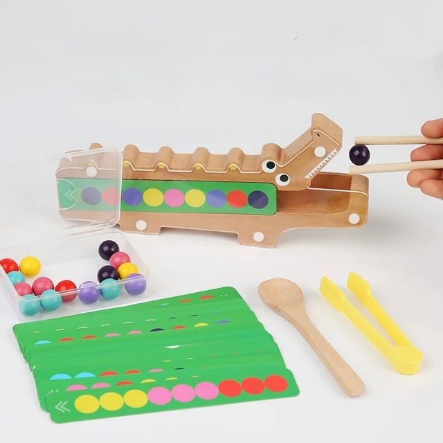 (F0629) 小鱷魚夾珠排列遊戲 | 親子教具製作室Funteachingaids