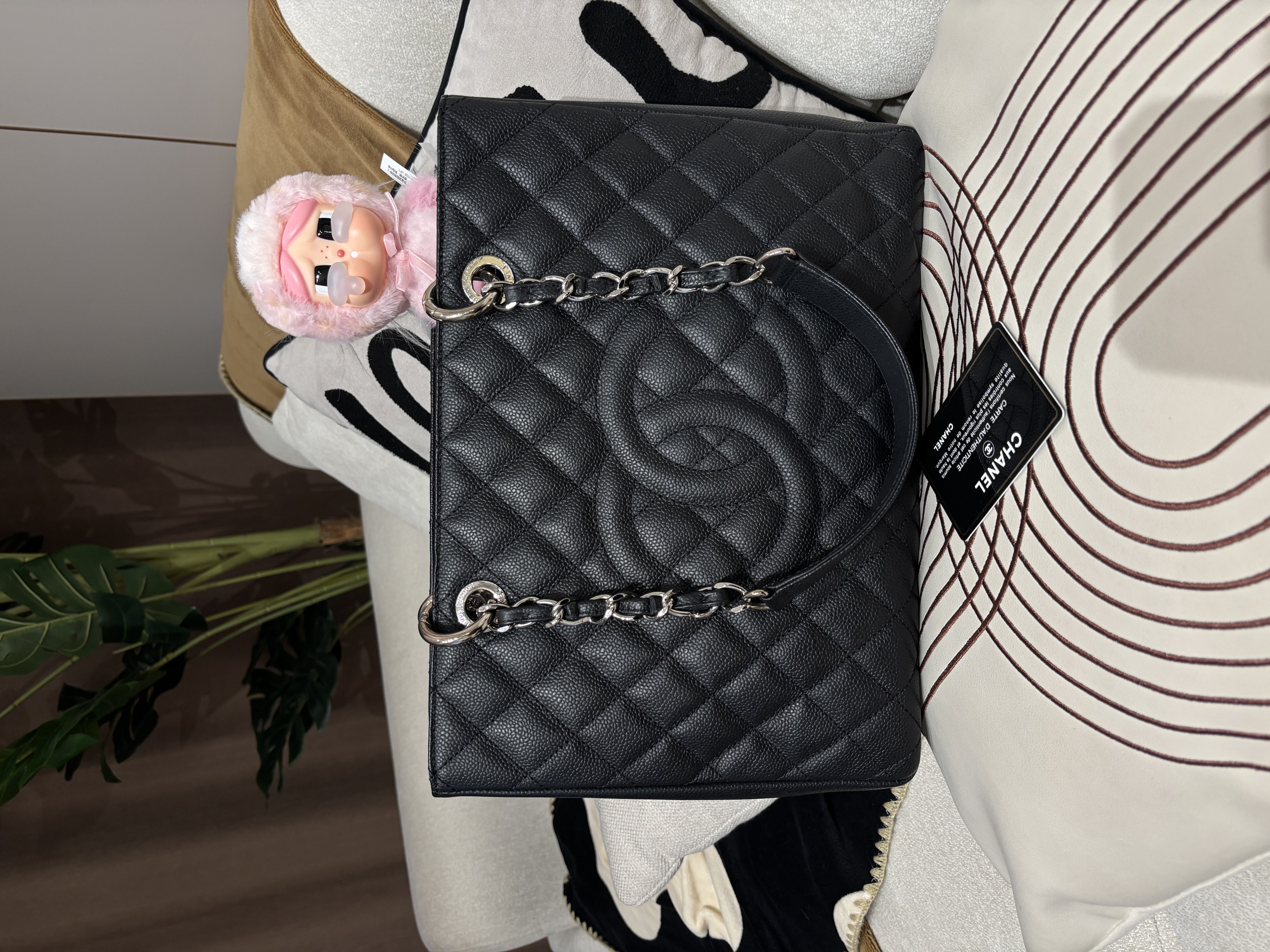 Chanel GST grand shopping tote 黑色荔枝牛皮銀鏈 100%Authentic, 98%new✅card✅Dust bag✅Box
