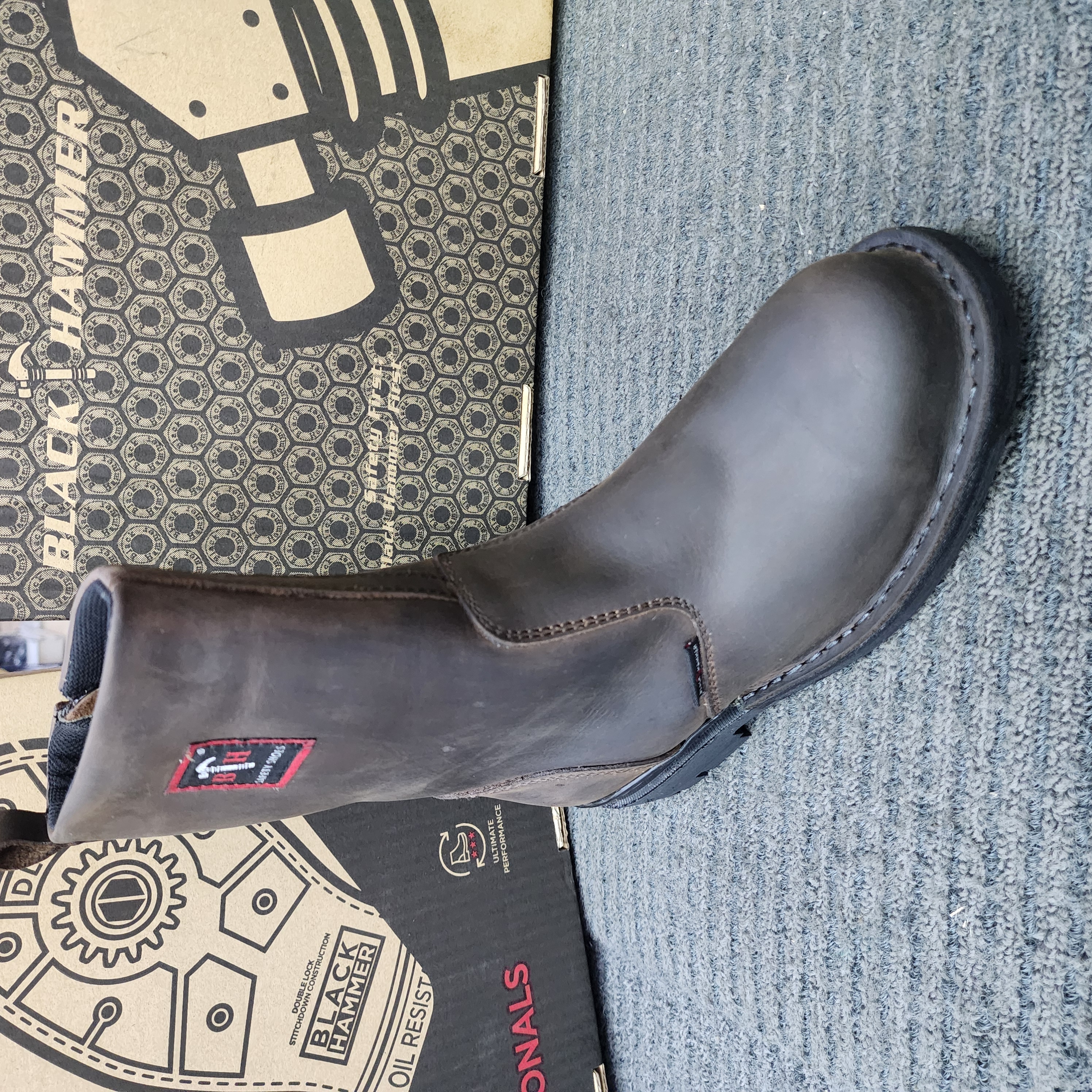 BLACK HAMMER 4665 HIGH CUT ZIP BROWN SAFETY SHOES STEEL TOE LEATHER Kasut Keselamatan