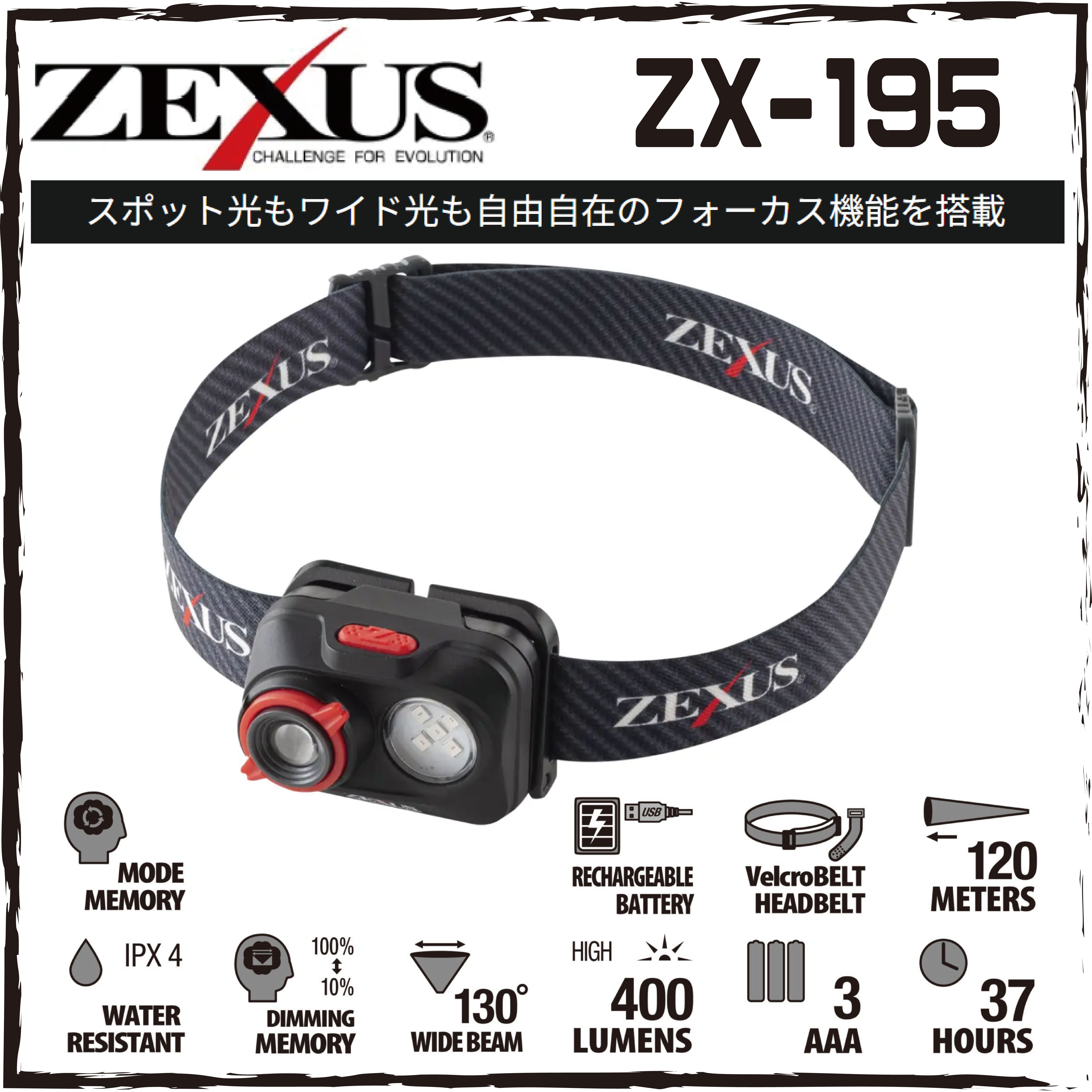 ZEXUS ZX-195 (400lm白光+紅光) | Light Style F.Tackle