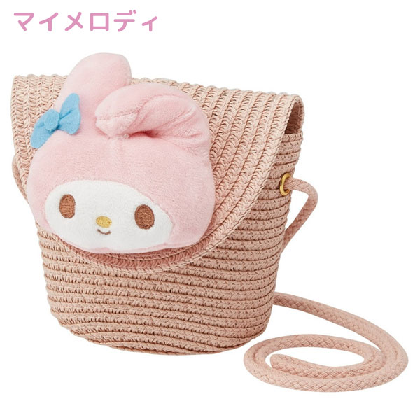 預訂 | 日本版 Sanrio 夏日大頭公仔草編斜孭袋