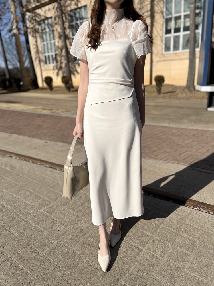 Airy Sheer Crinkle Top (Ivory)