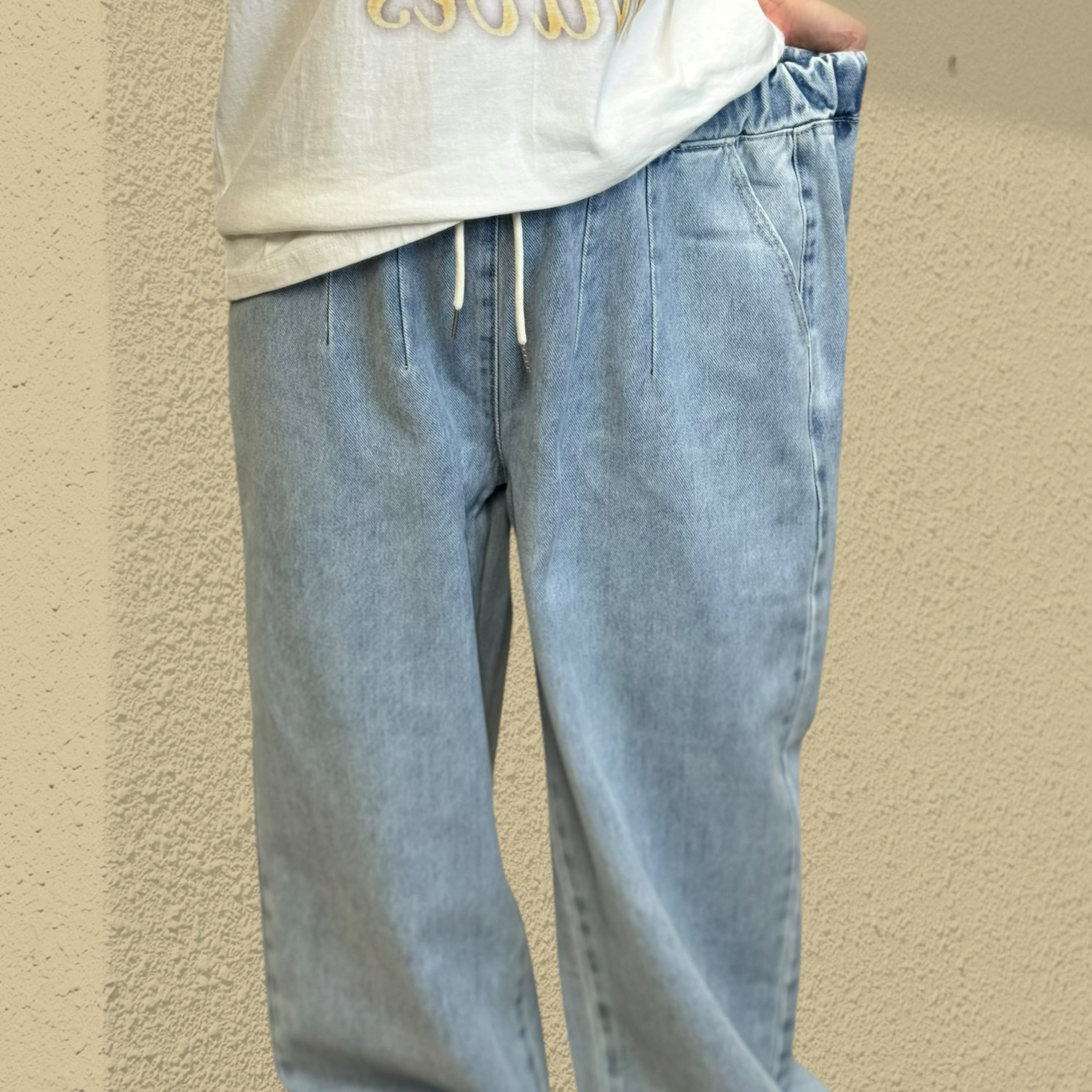 221183 全橡筋腰洗水牛仔褲