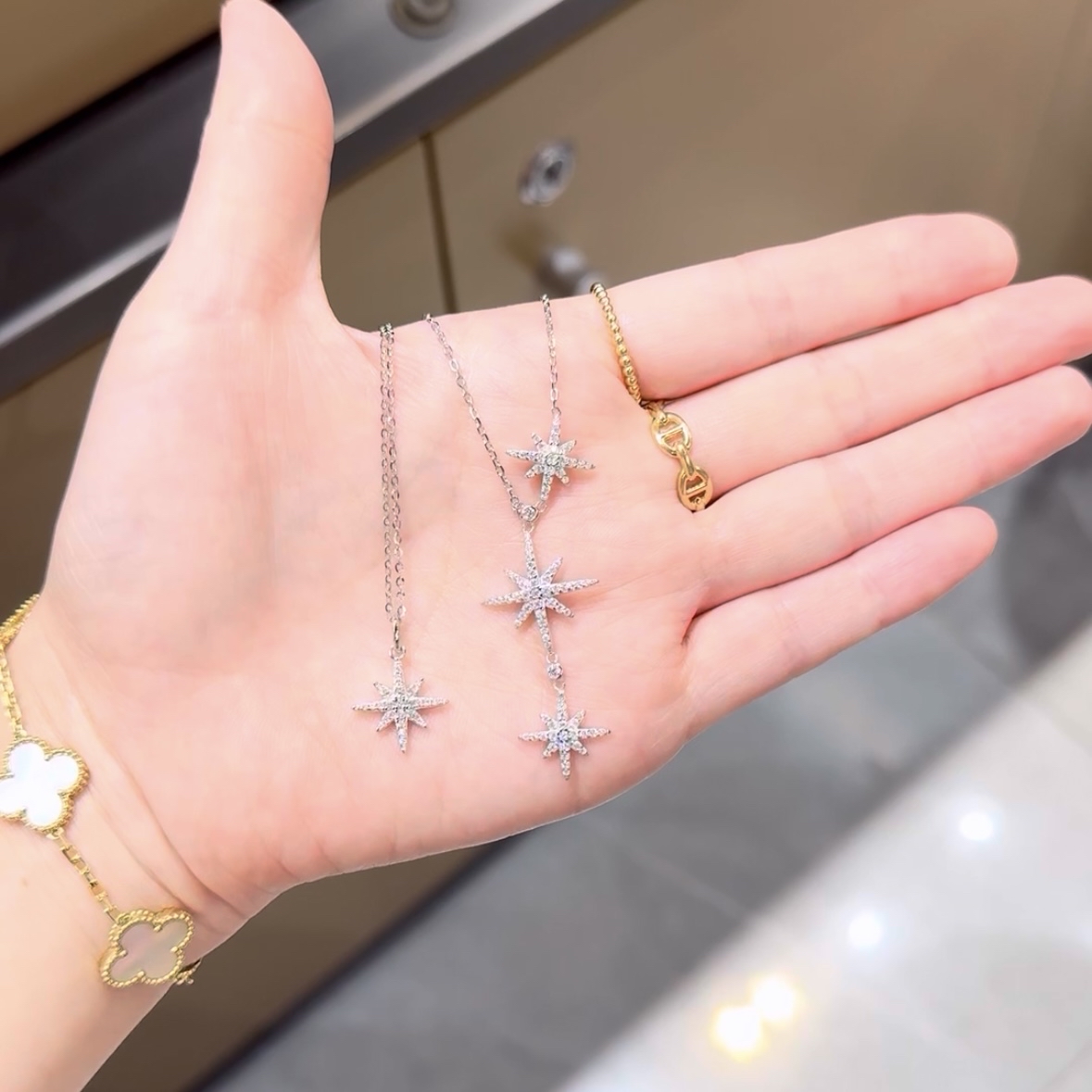 莫桑钻 六芒星项链✨