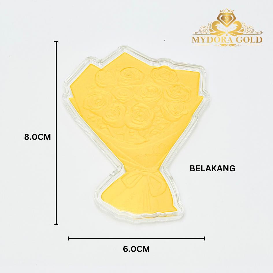 MYDORA Rose Bouquet + Love Box Set l EMAS 999/24K Gold Wafer NOTE