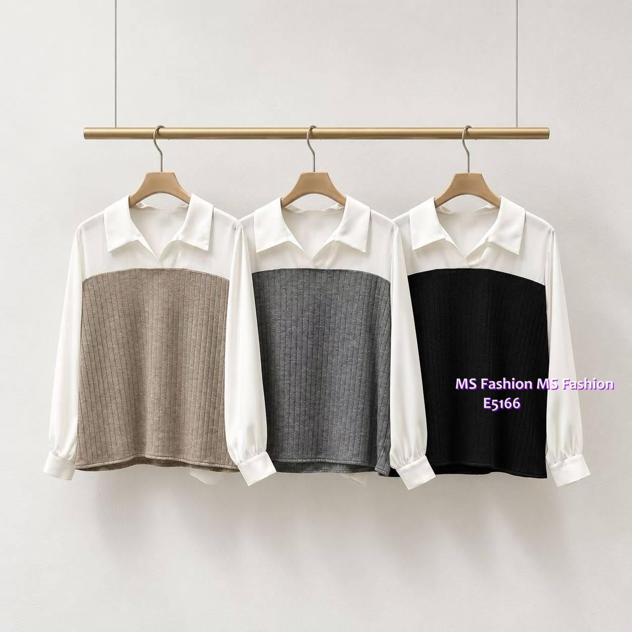 E5166 拼直紋pattern top