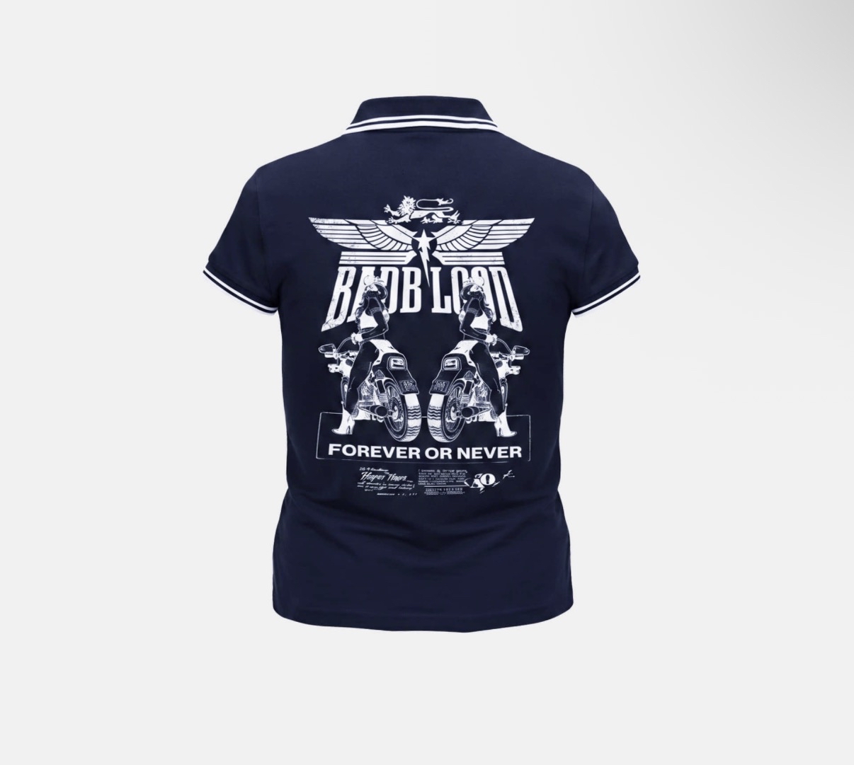 BADBLOOD新款[w-tee26-164] Aero Squad Print 1/2 Polo T-Shirt - Navy