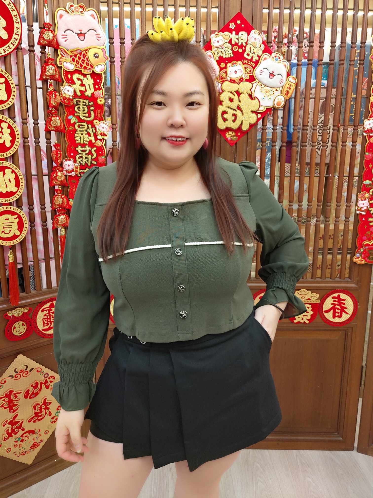 NBC05 TW#3655-1(长) 小香风辫子排扣长袖上衣