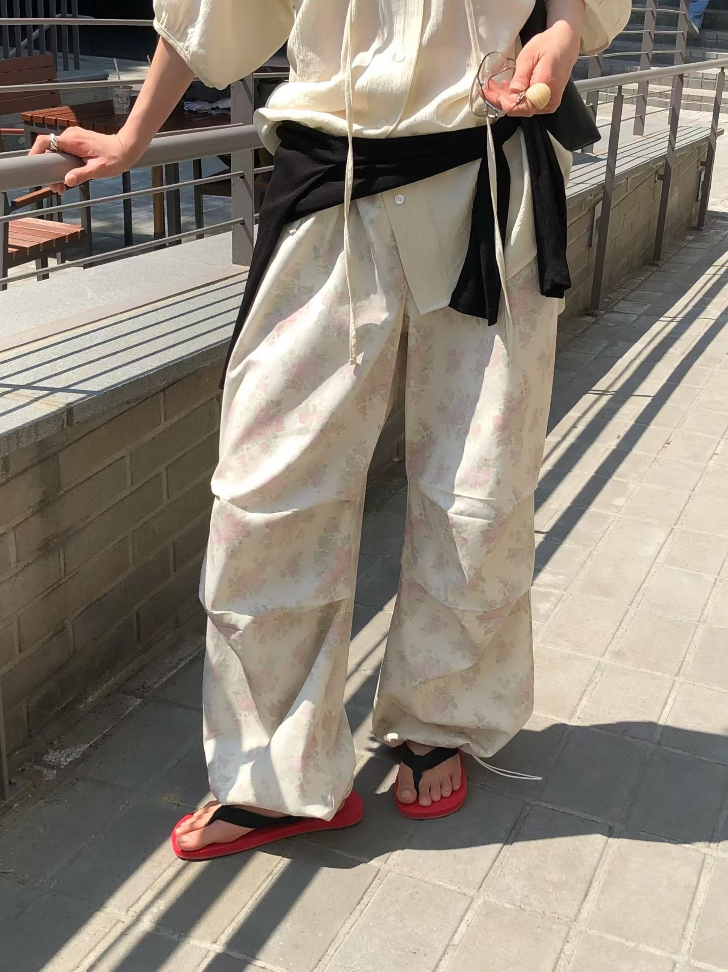 221330 復古暗花索腳長褲