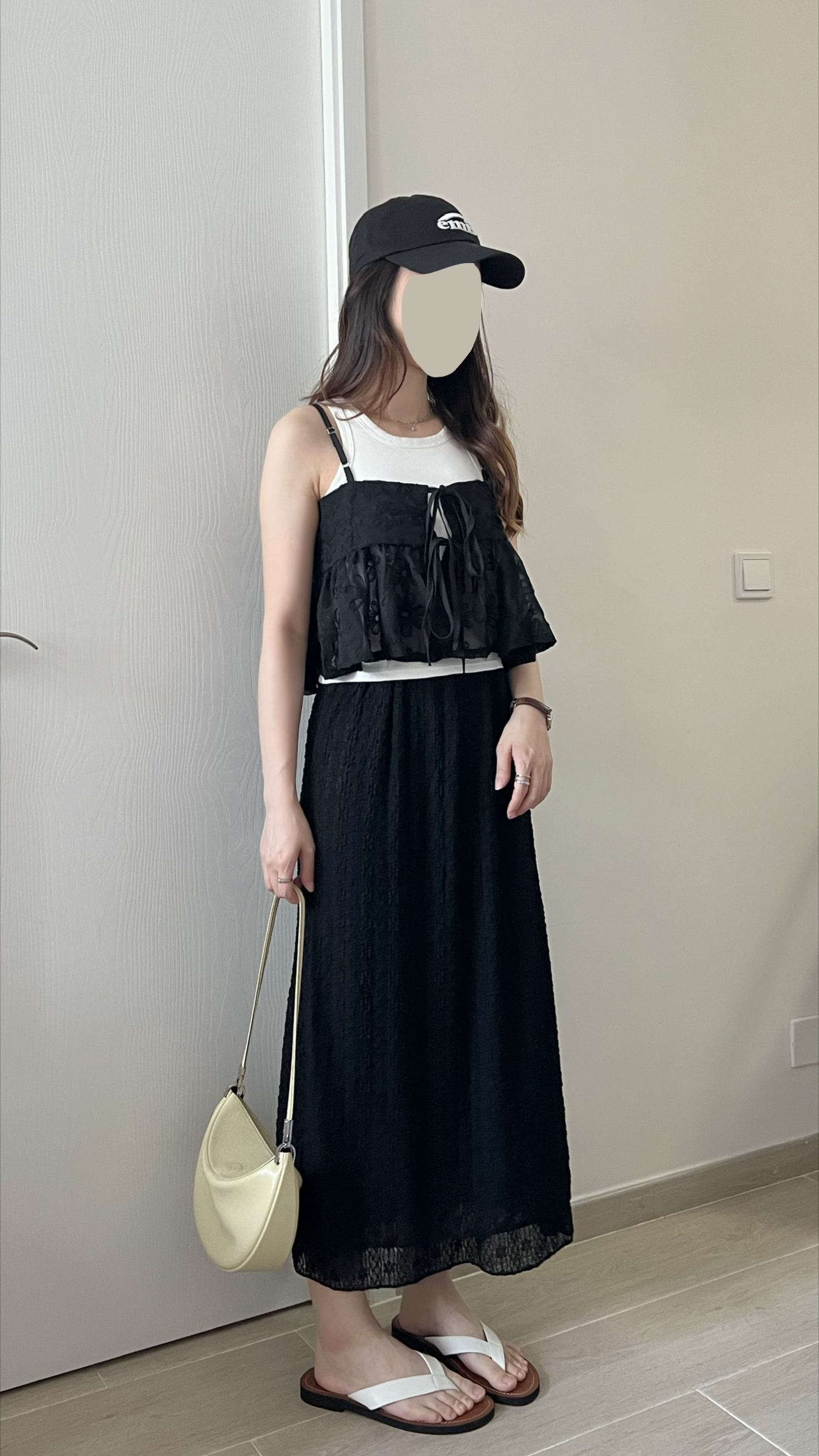 lace雙層小花長裙 免熨