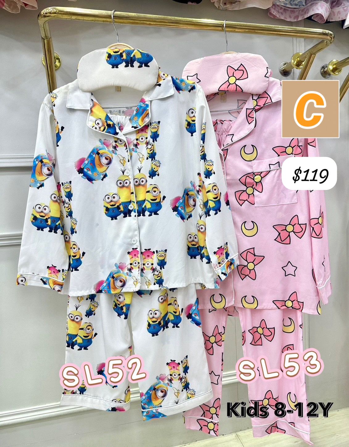 C-2604-泰國直送真絲睡衣兒童版-6月初到