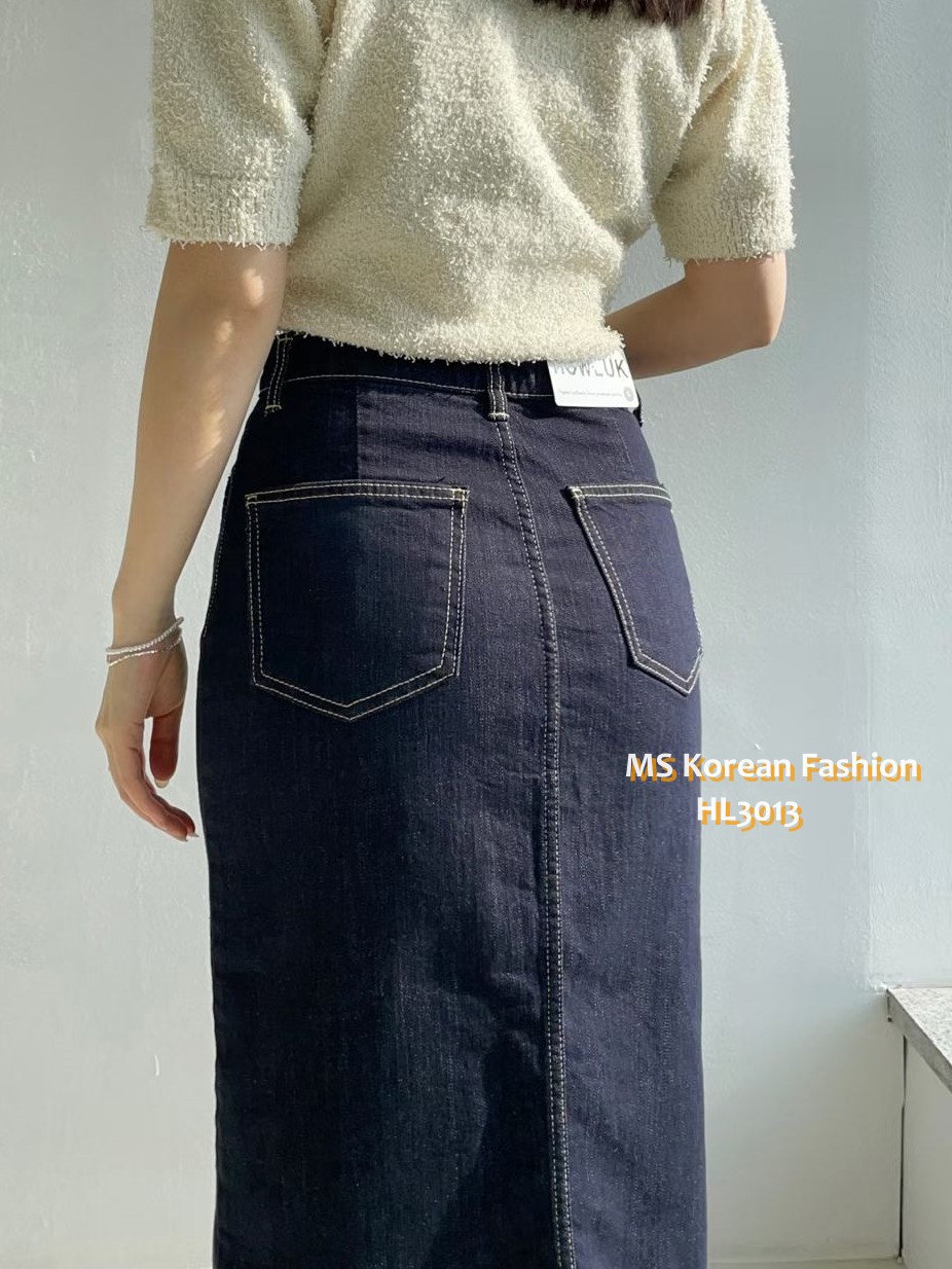 HL3013 韓國🌼Howluk前開叉中長半裙