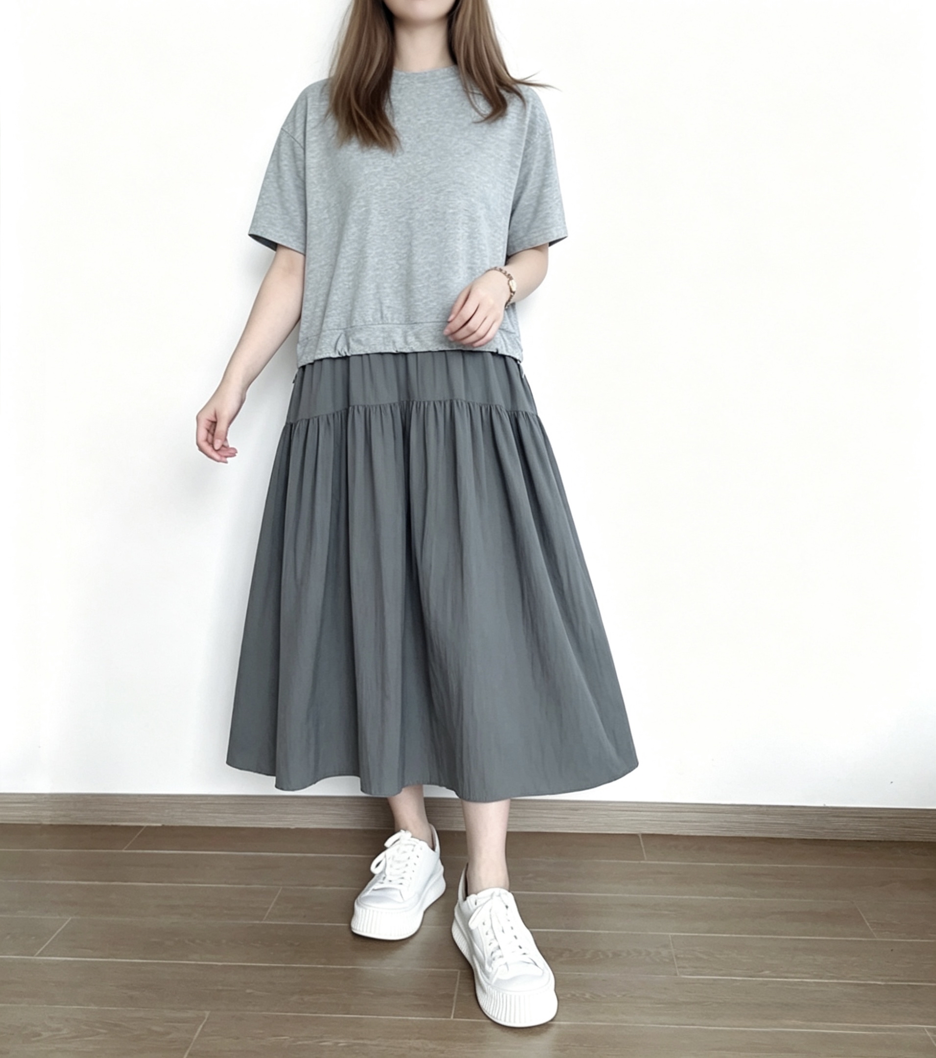 🌼春夏優惠🍀 假兩件拼接束繩Ops