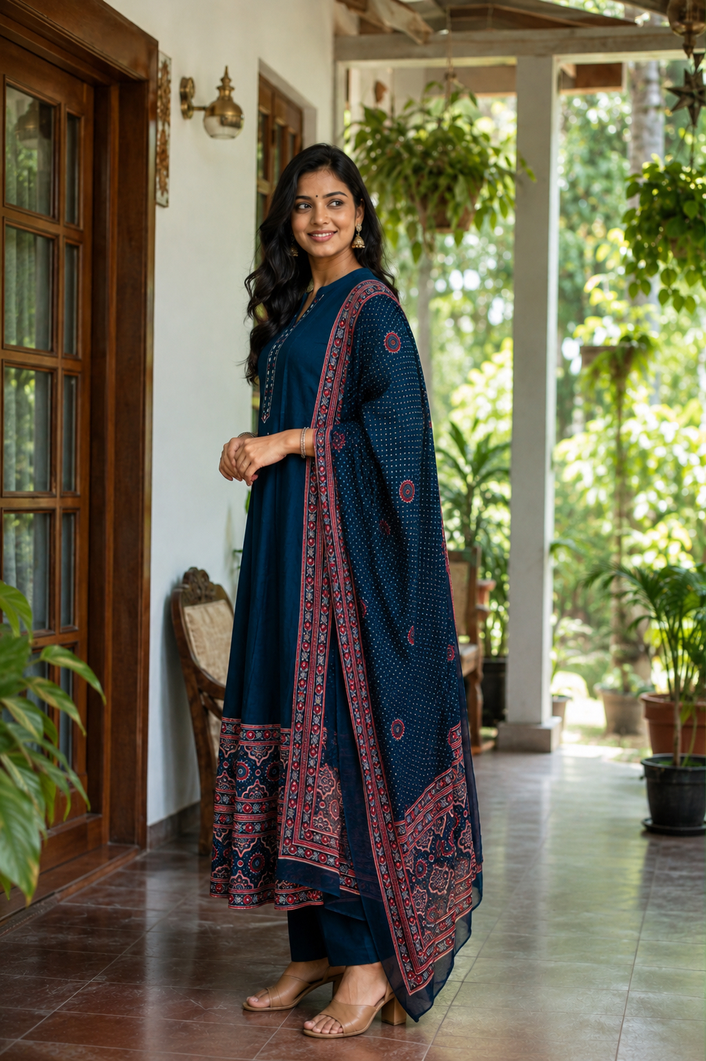 Blue Anarkali Kurta Set with Heavy borders