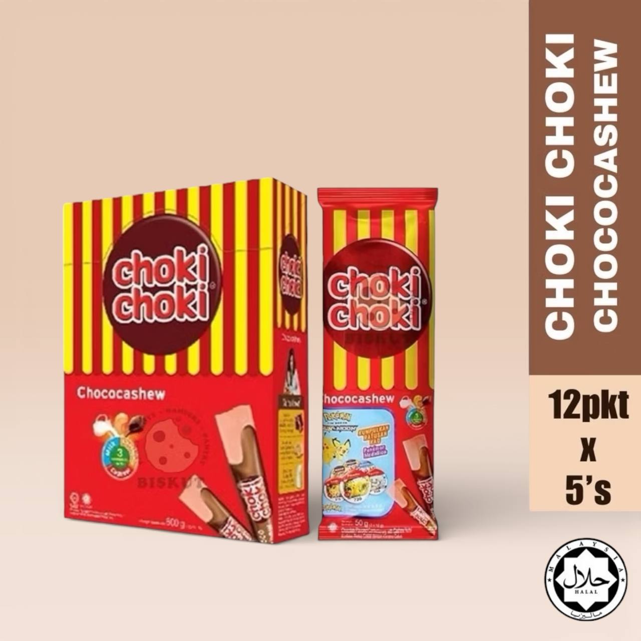 60pcs(5pcs x 12pkt)Box Choki Choki [Chocolate Paste / Chococashew / Chocomilk]