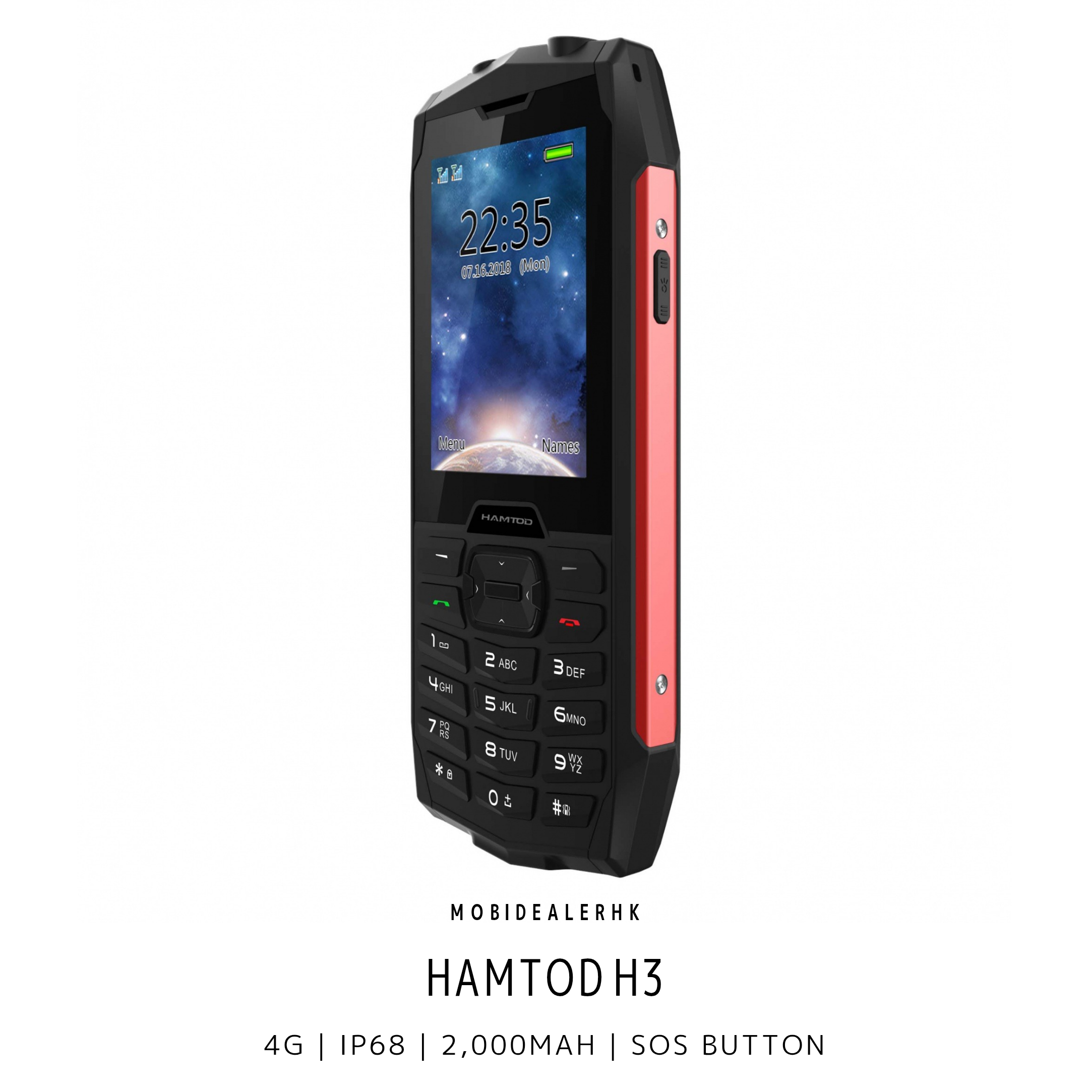 Hamtod H3 | 4G | 功能手機 | 三防老人機 | IP68 | SOS一鍵求救 | 2000mAh大電量