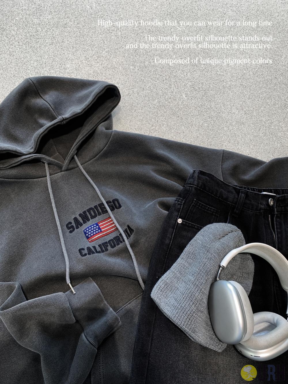 【100%保證韓國直送】San Diego 刺繡 Pigment Overfit Hoodie [4 color] RL113779