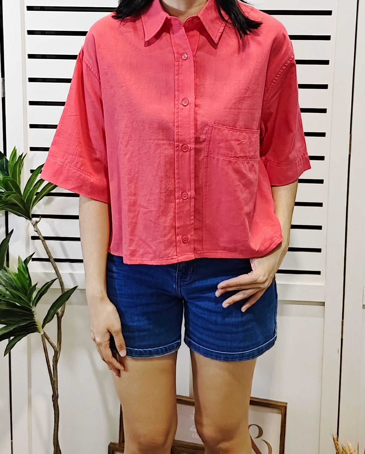 H133 Cotton Shirt With Singel Pocket