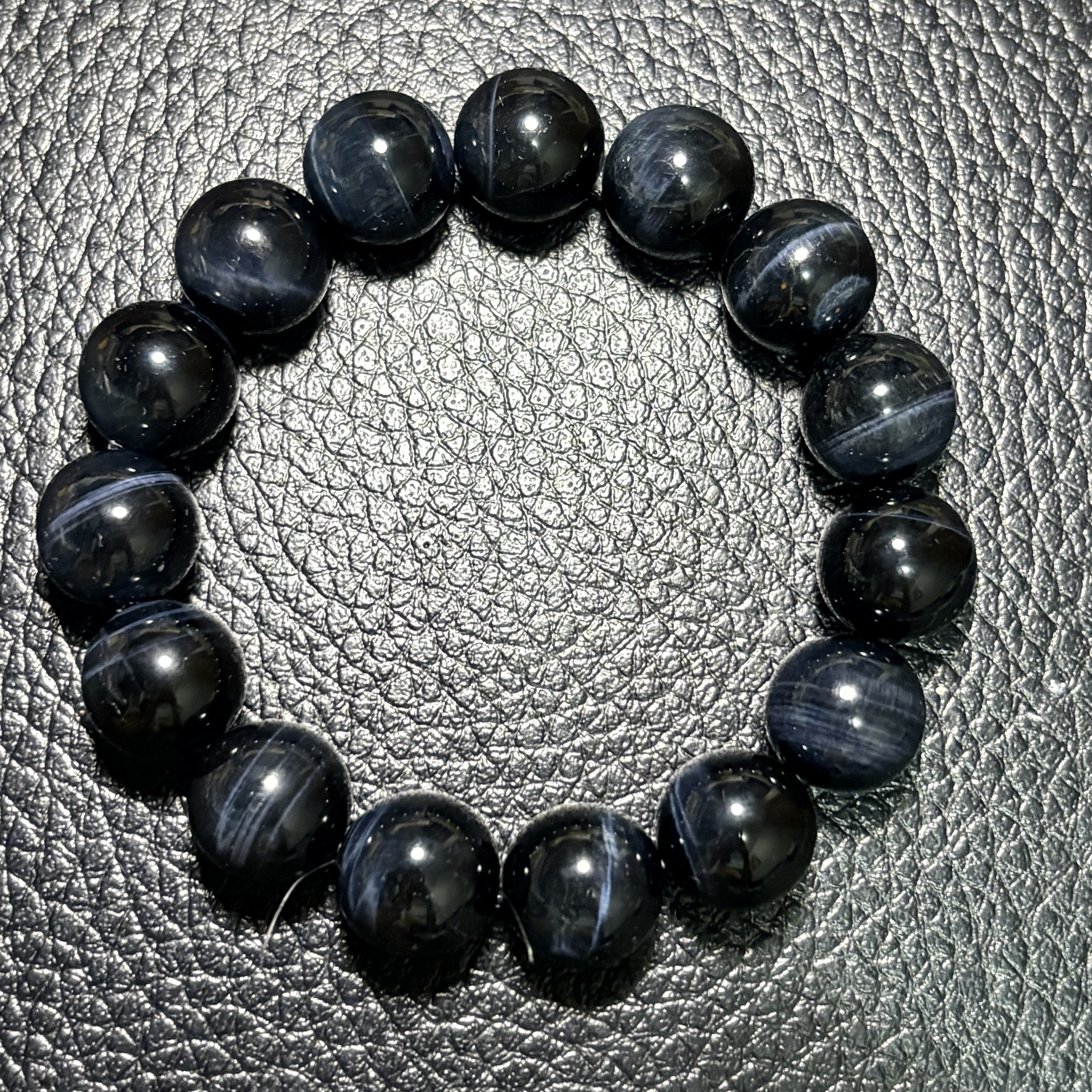 14.5 mm藍虎眼石手串No. 3570 ｜規格：14.5 mm珠17cm手圍