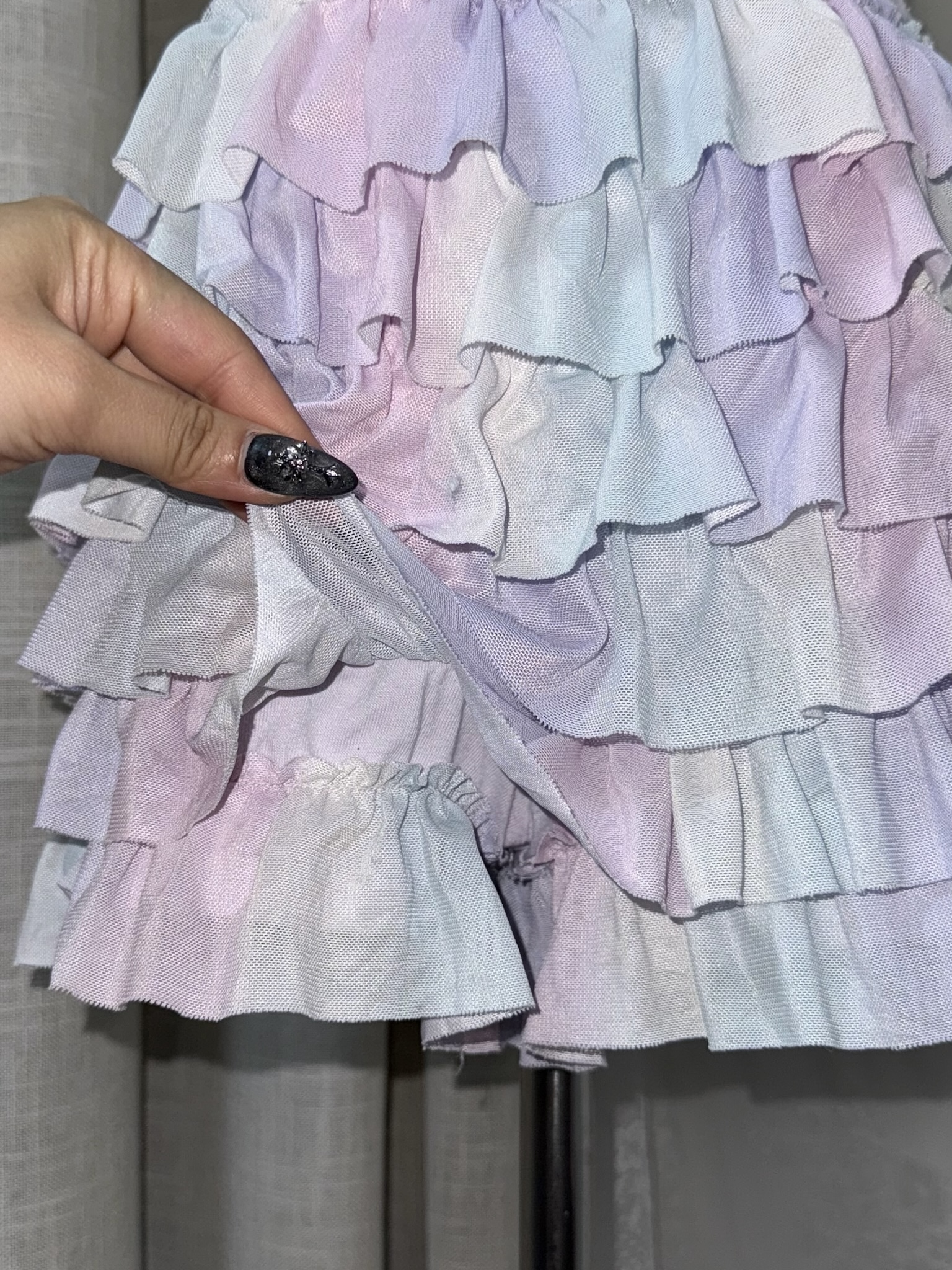 Tiered Ruffle Pastel Mini Skirt with Bow