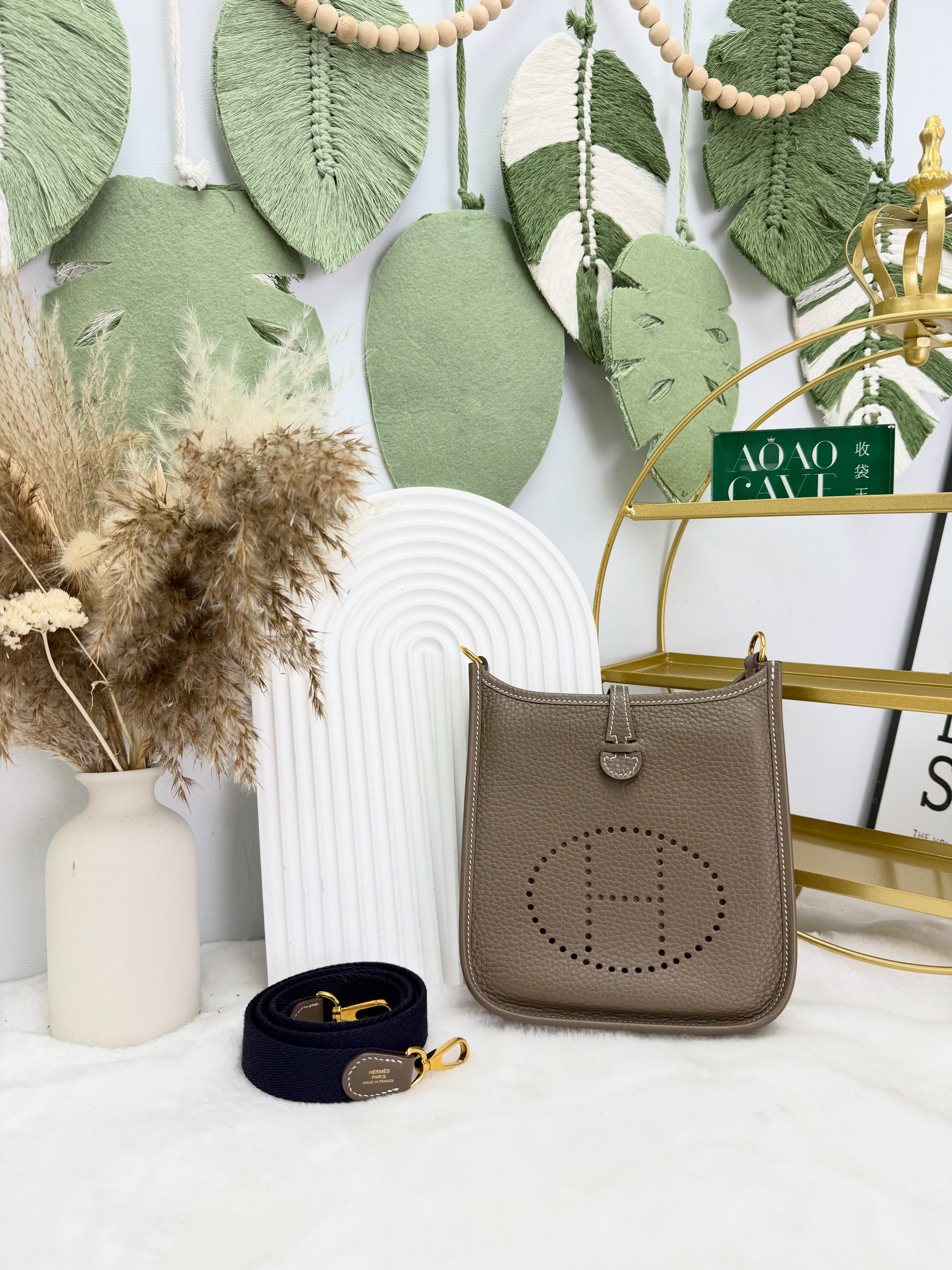 Hermes👜 PRE OWNED 🛍️🤎大象灰 mini e Y stamp 全套有單