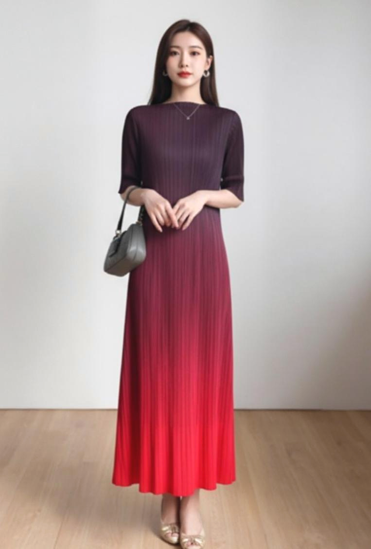 Ombre Pleated Dress