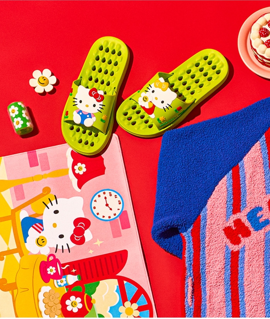 Wiggle Wiggle × Hello Kitty 青蘋果綠拖鞋