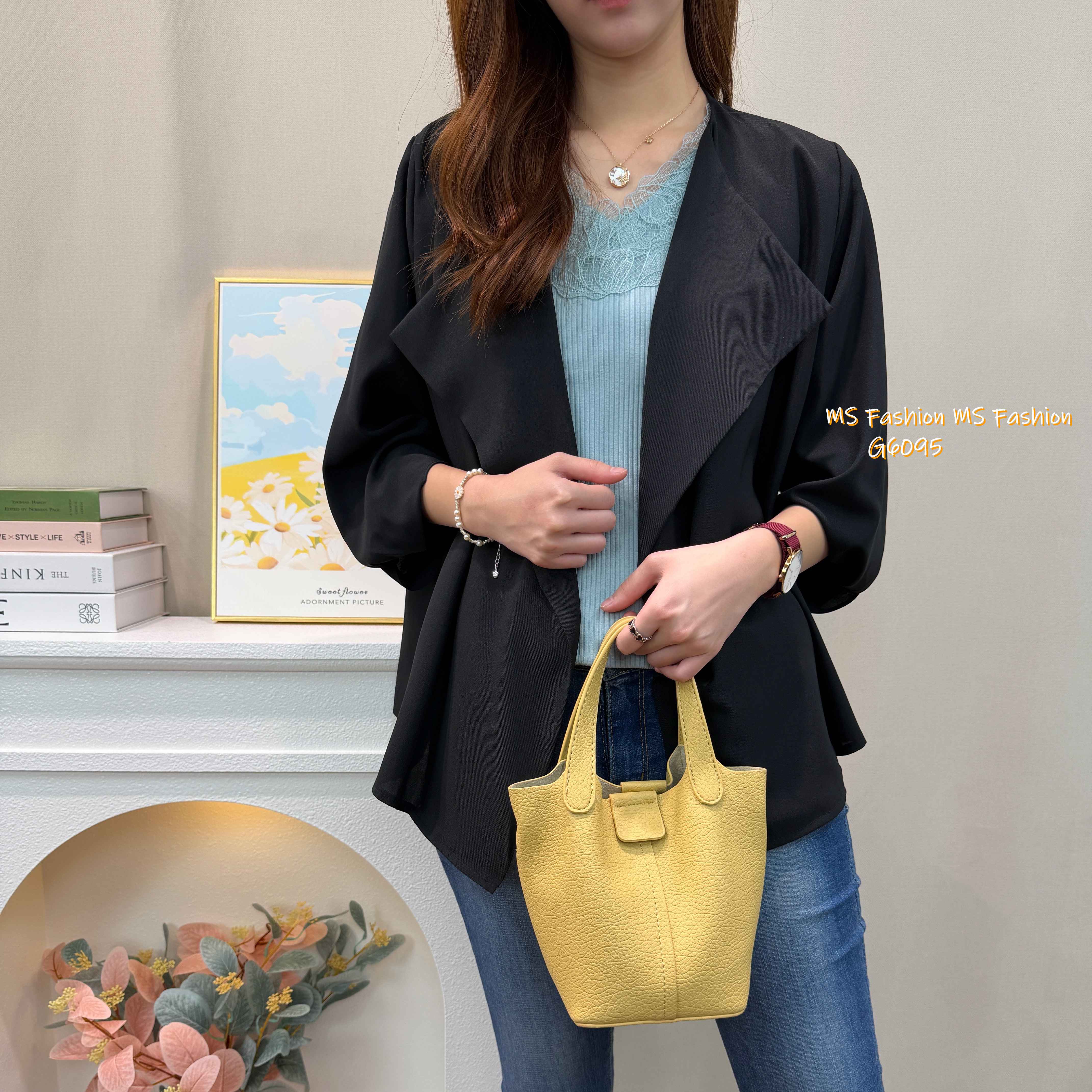 G6095 韓國🇰🇷開胸扭結袖薄外套