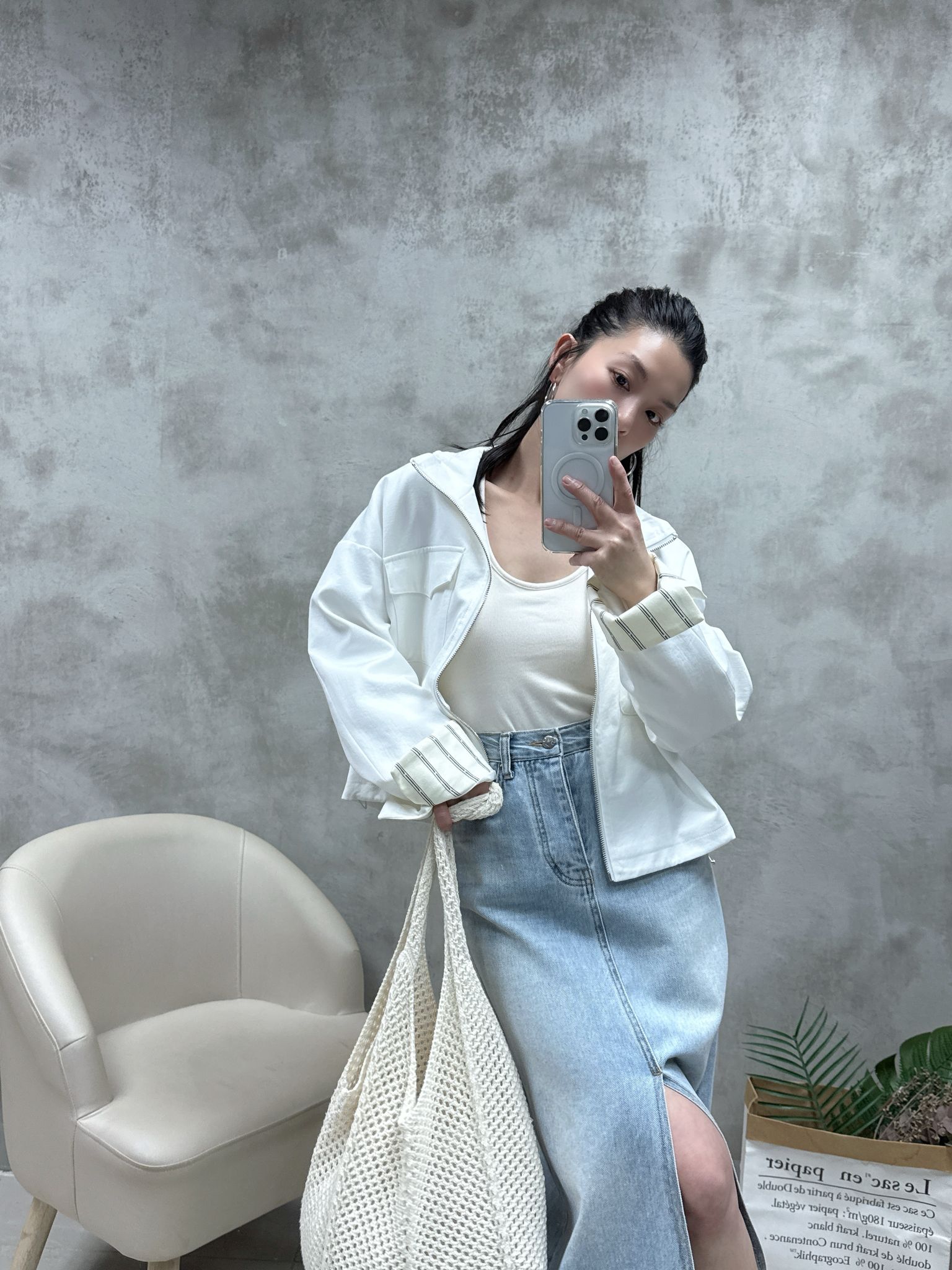 條子䄂束腰恤衫棉外套